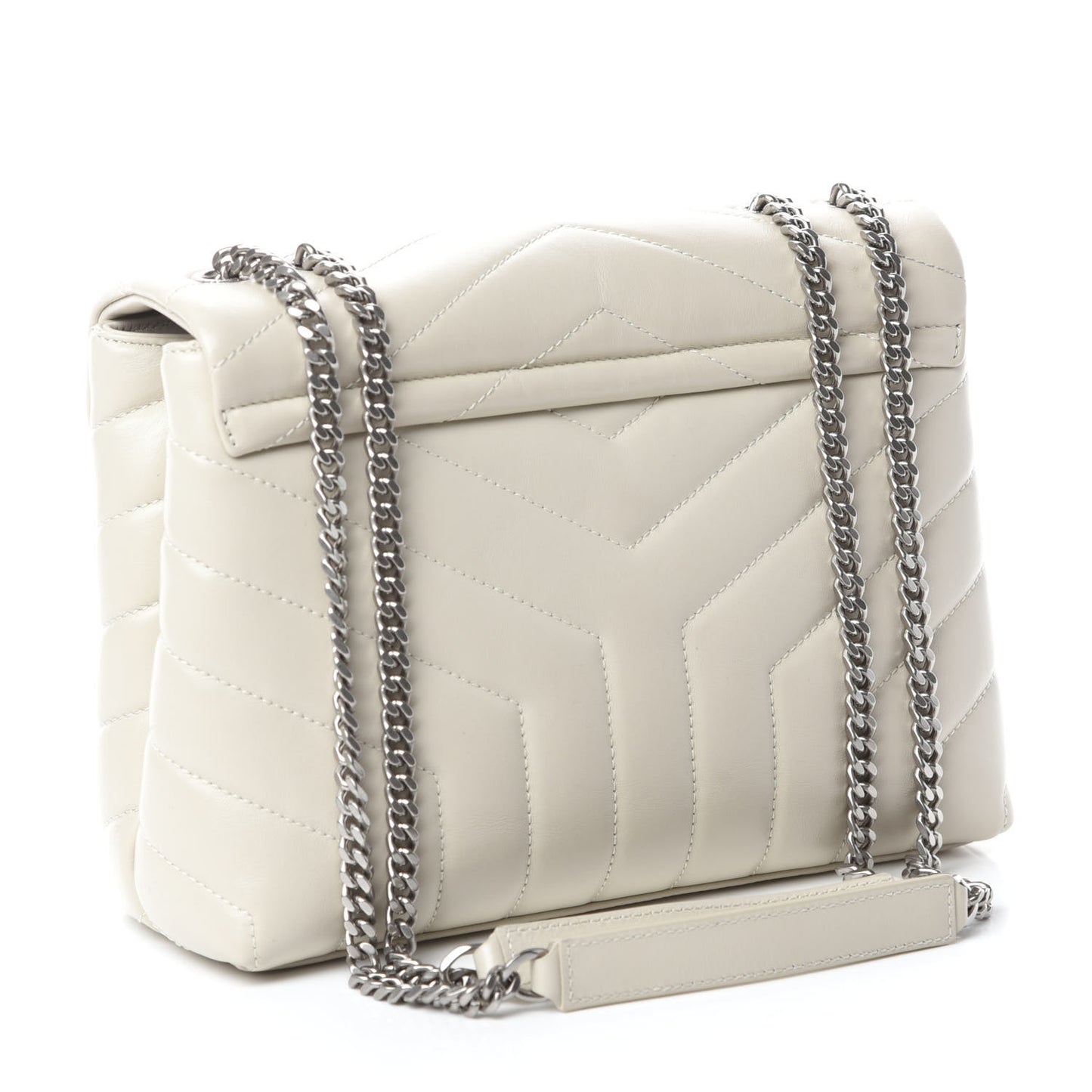 Calfskin Y Quilted Monogram Small Loulou Chain Satchel Ivory