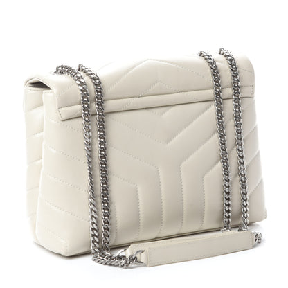 Saint Laurent Calfskin Y Quilted Monogram Small Loulou Chain Satchel Ivory 3 of 11