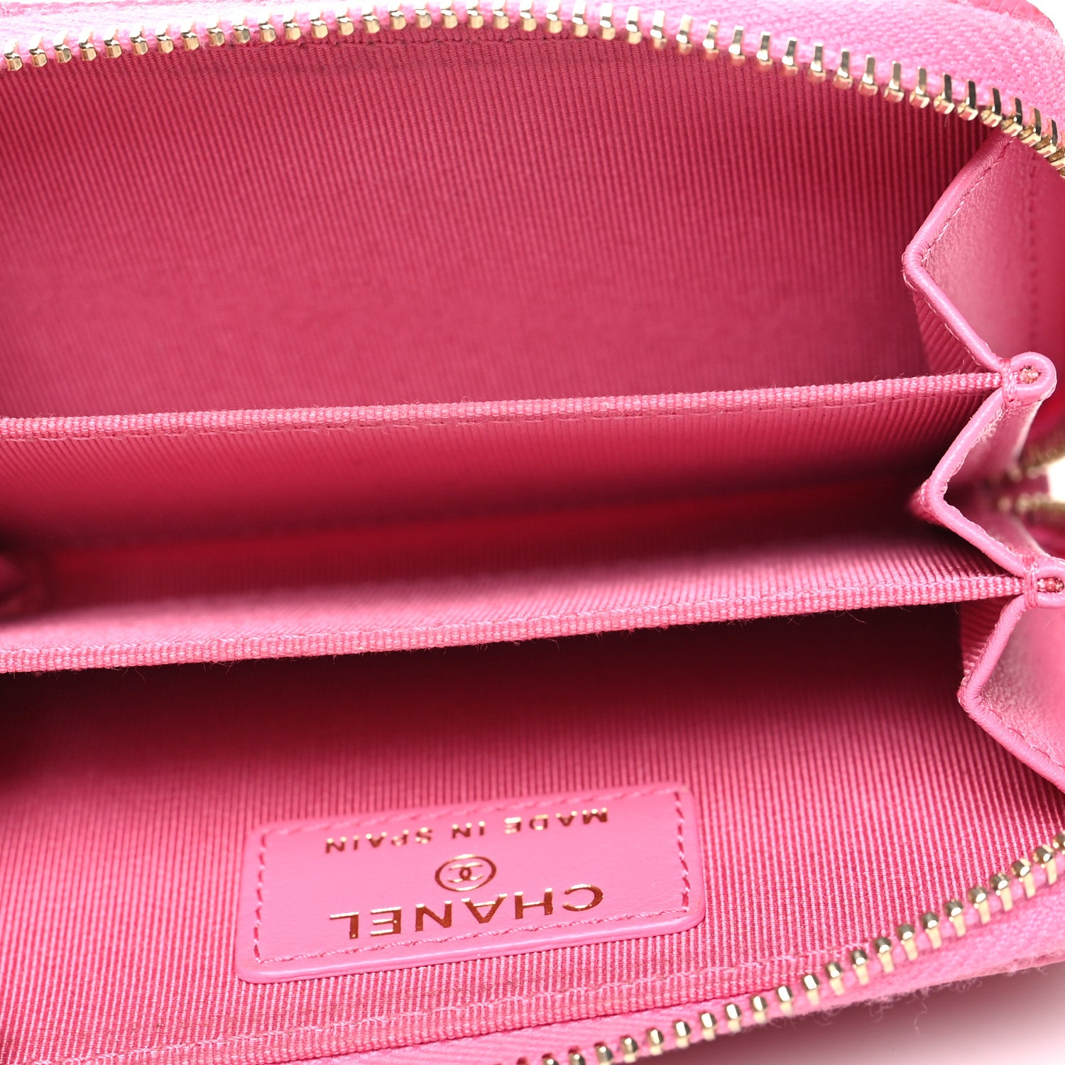 Chanel Caviar Quilted Zip Coin Purse Pink 5 of 13