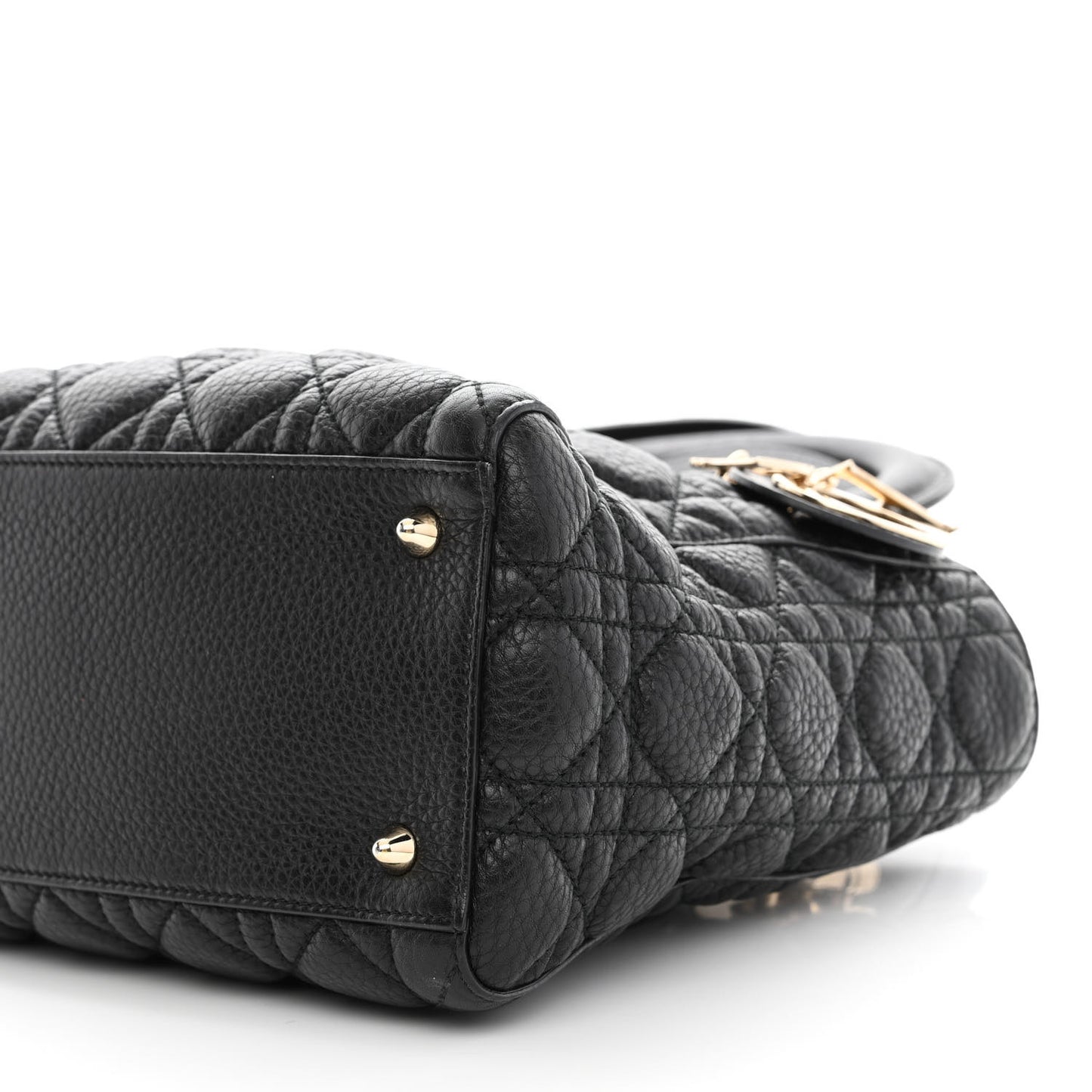 Grained Calfskin Cannage Medium Supple Lady Dior Black