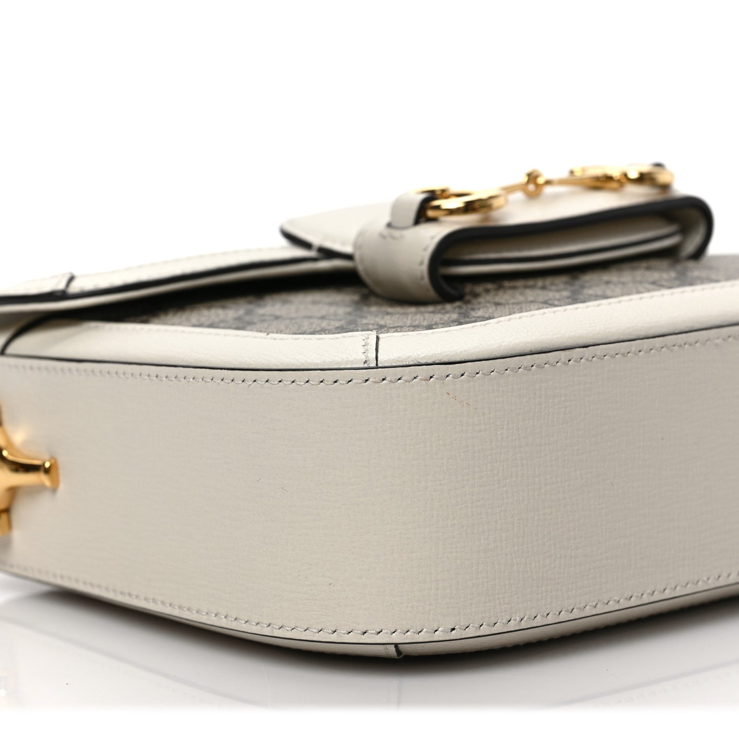 GG Supreme Monogram Web Mini Horsebit 1955 Shoulder Bag Beige Mystic White
