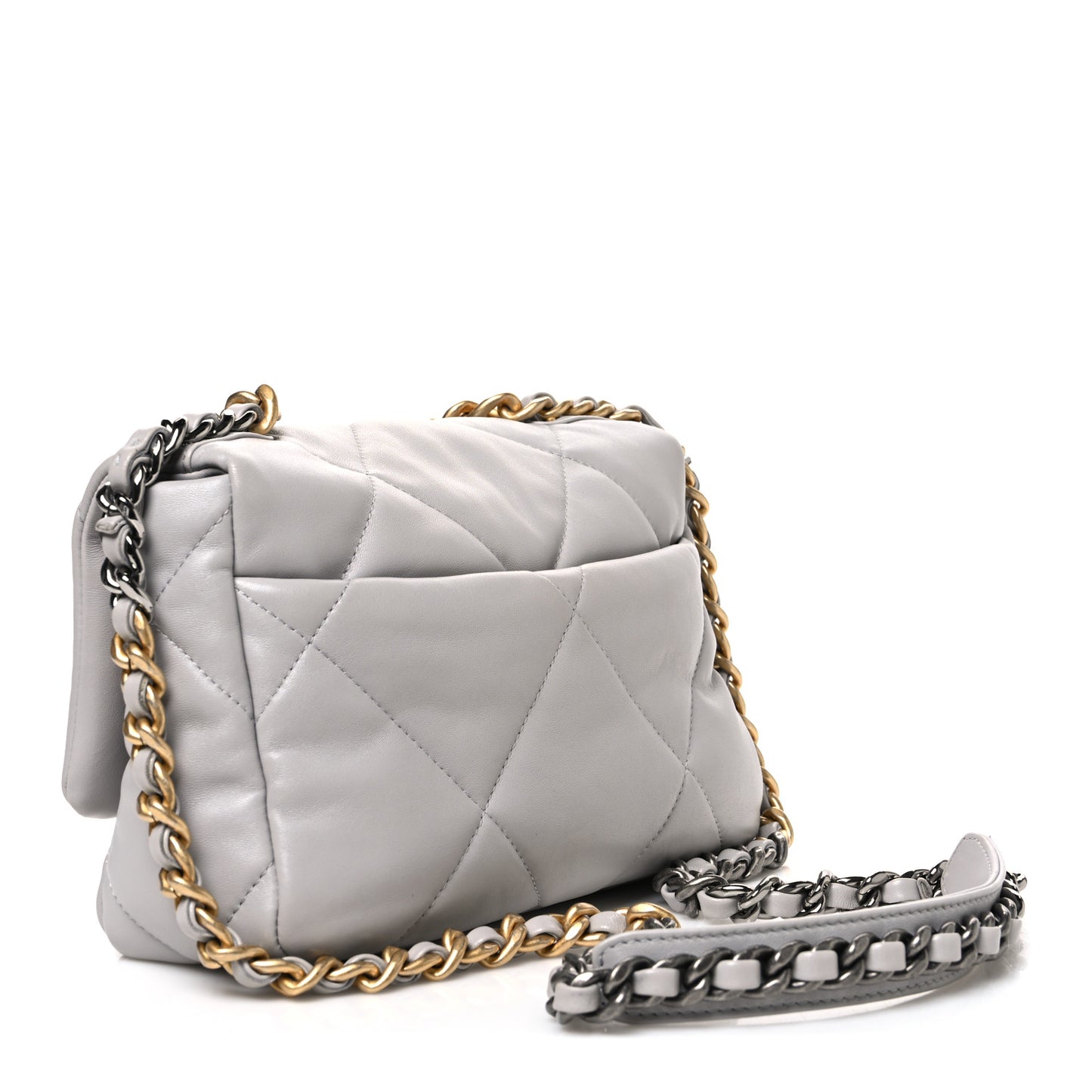 Goatskin Quilted Medium Chanel 19 Flap Grey