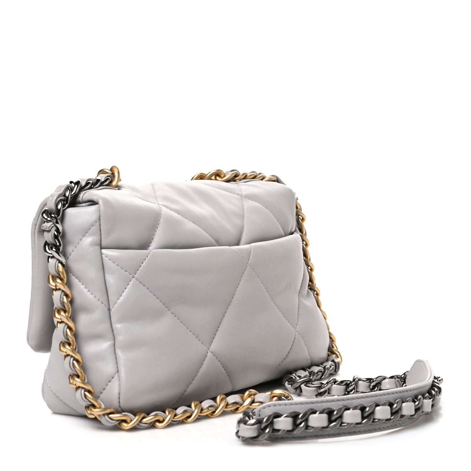 Chanel Goatskin Quilted Medium Chanel 19 Flap Grey 3 of 11