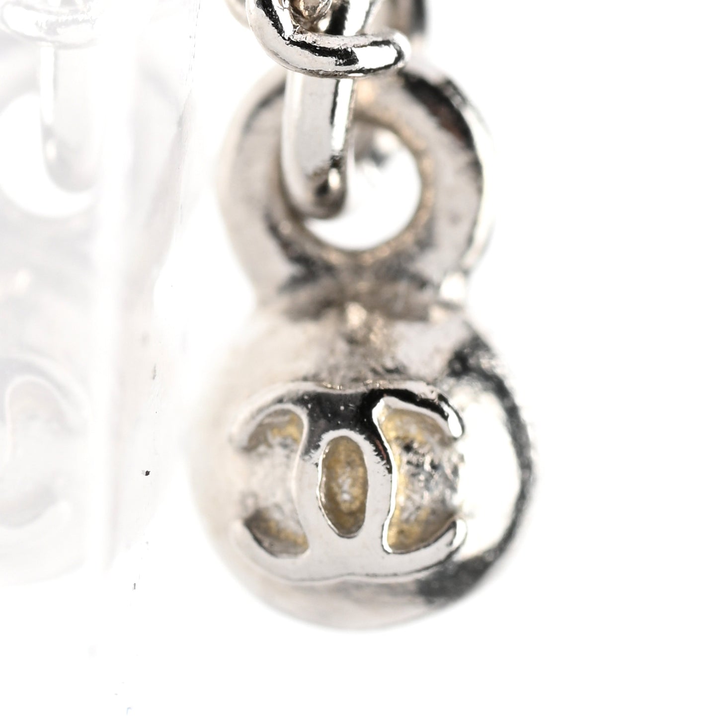 Baguette Crystal CC Drop Earrings Silver