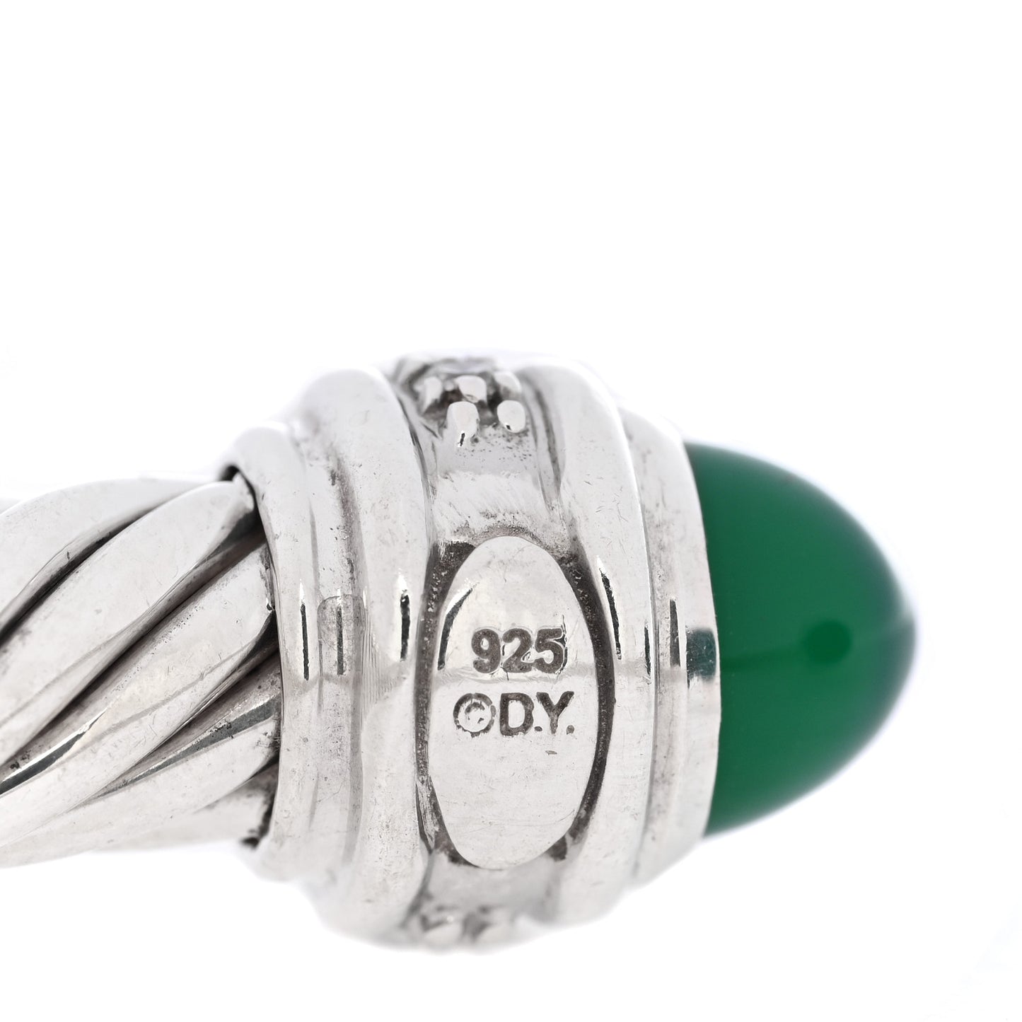 Sterling Silver Diamond Green Chalcedony 7mm Cable Classics Bracelet