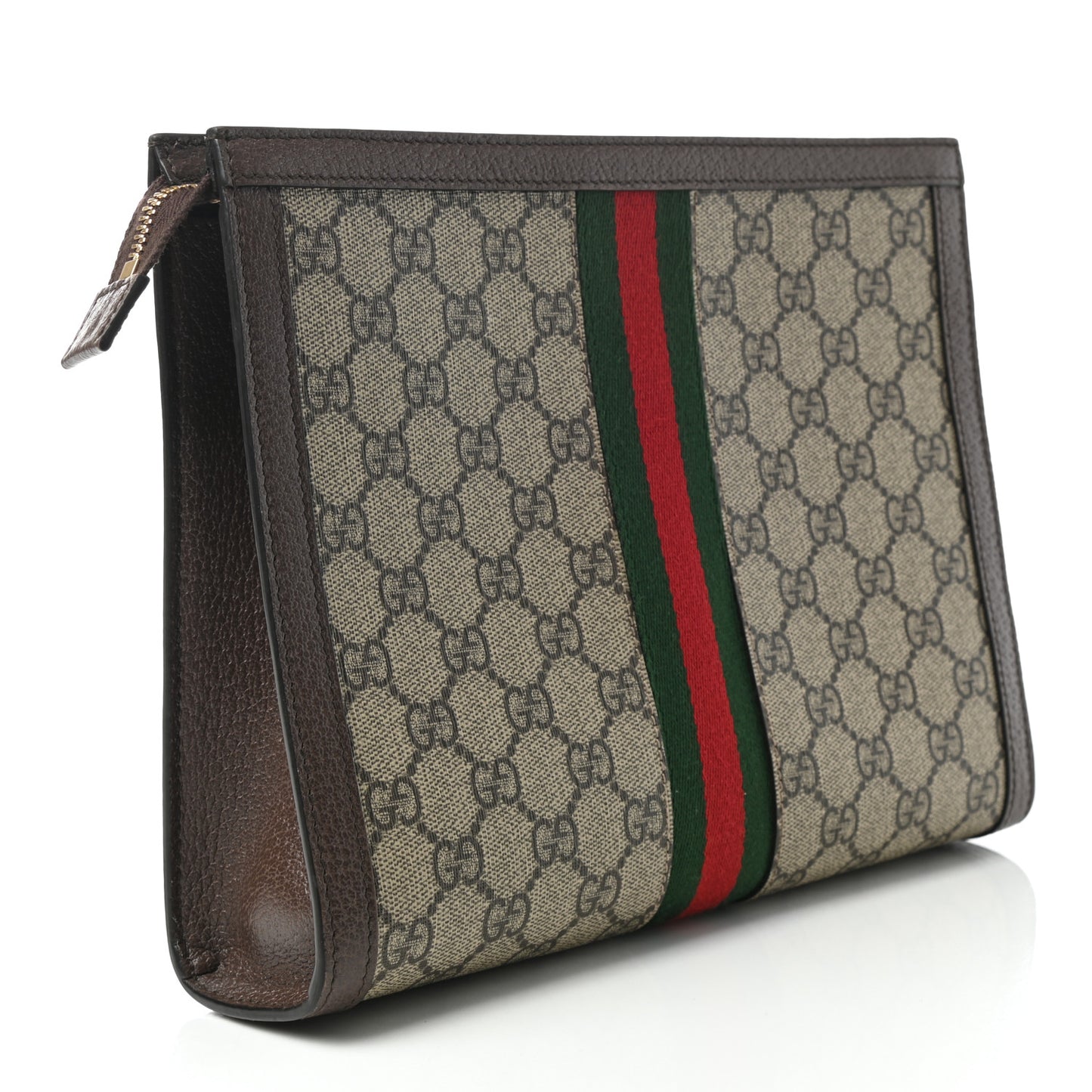 GG Supreme Monogram Web Ophidia Pouch Brown