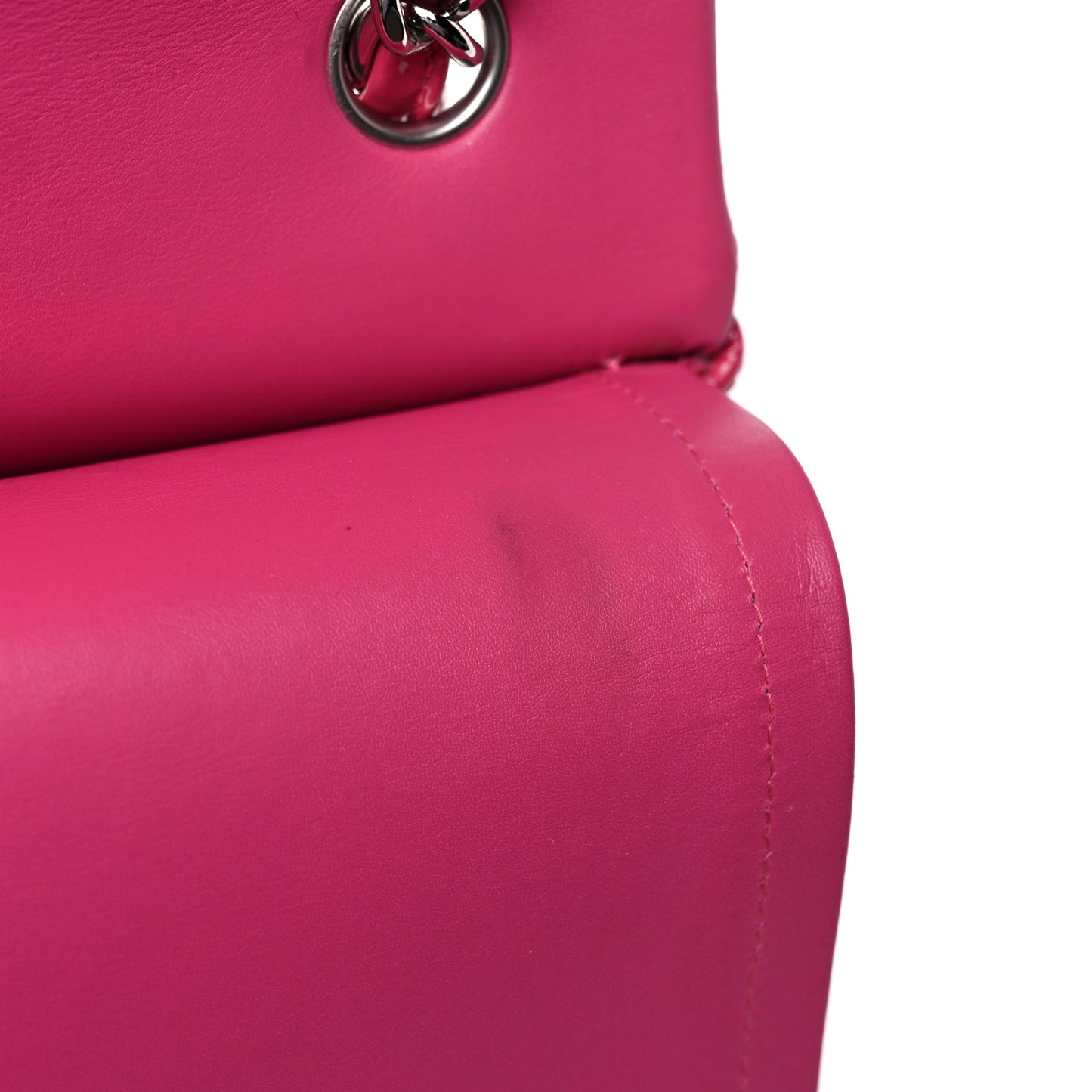 Patent Quilted Jumbo Double Flap Fuchsia