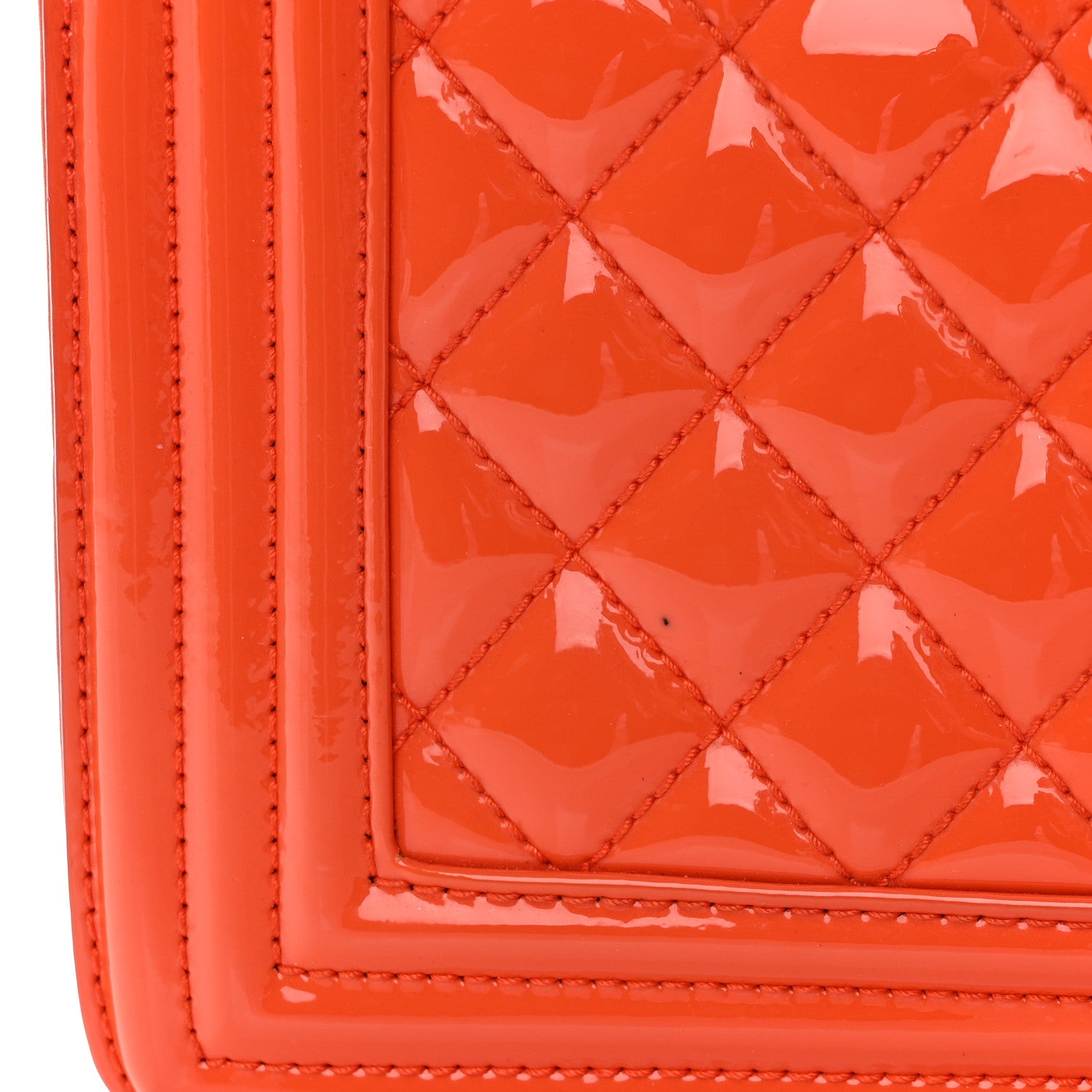 Chanel Patent Calfskin Quilted Medium Plexiglass Boy Flap Orange 13 of 13