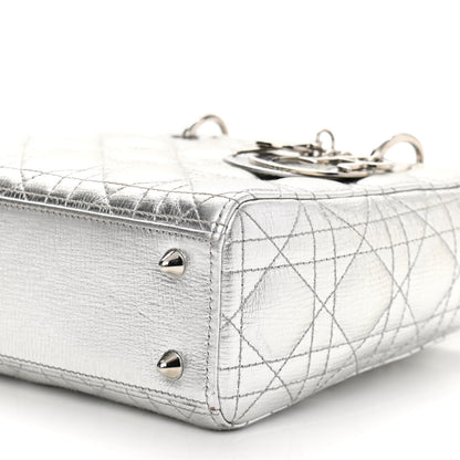 Christian Dior Metallic Grained Calfskin Cannage Small Lucky Badges My Lady Dior Silver 9 of 15
