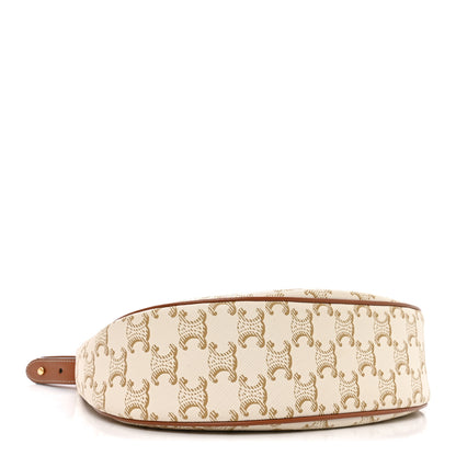 Celine Canvas Calfskin Ava Triomphe Shoulder Bag Grege 4 of 10