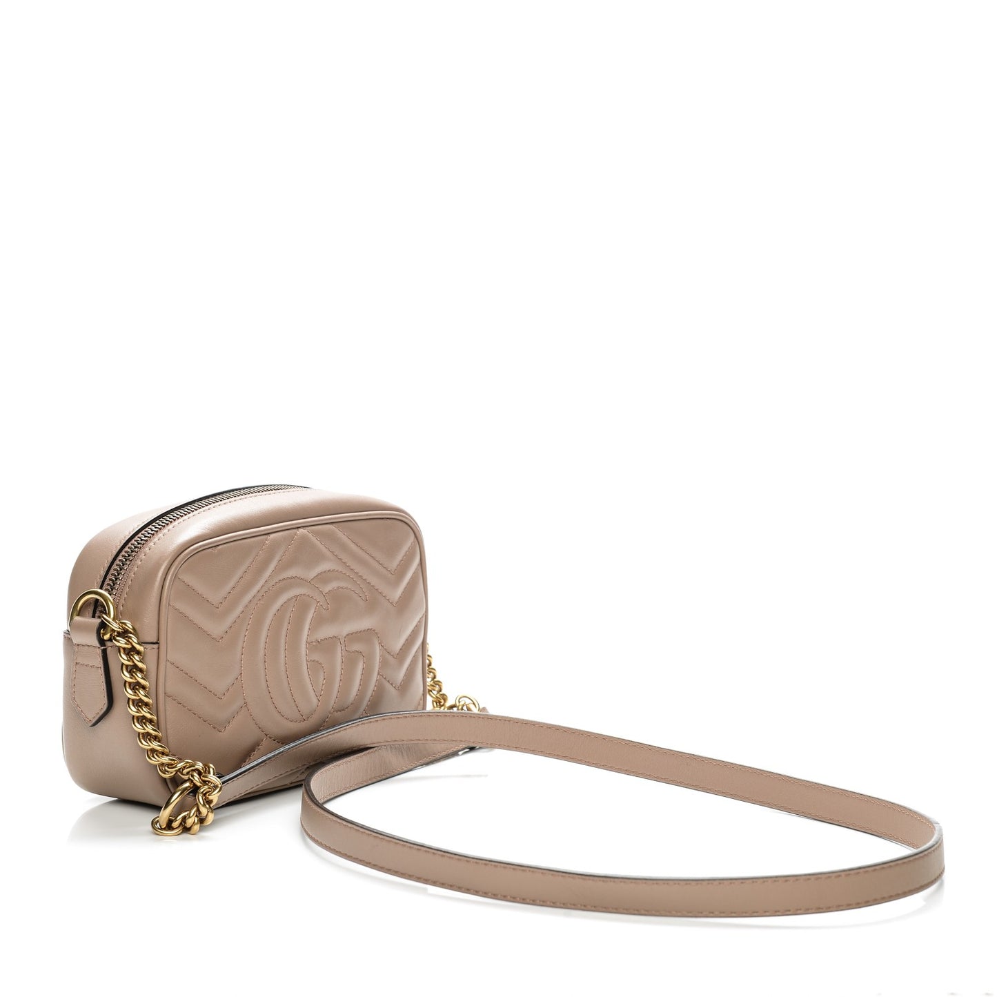 Calfskin Matelasse Mini GG Marmont Chain Shoulder Bag Nude