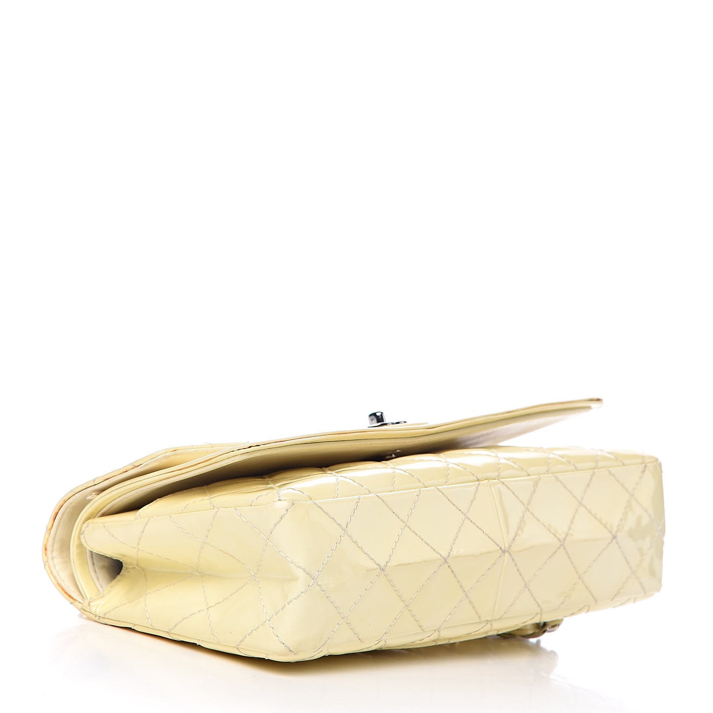 Patent Quilted Medium Double Flap Ivory