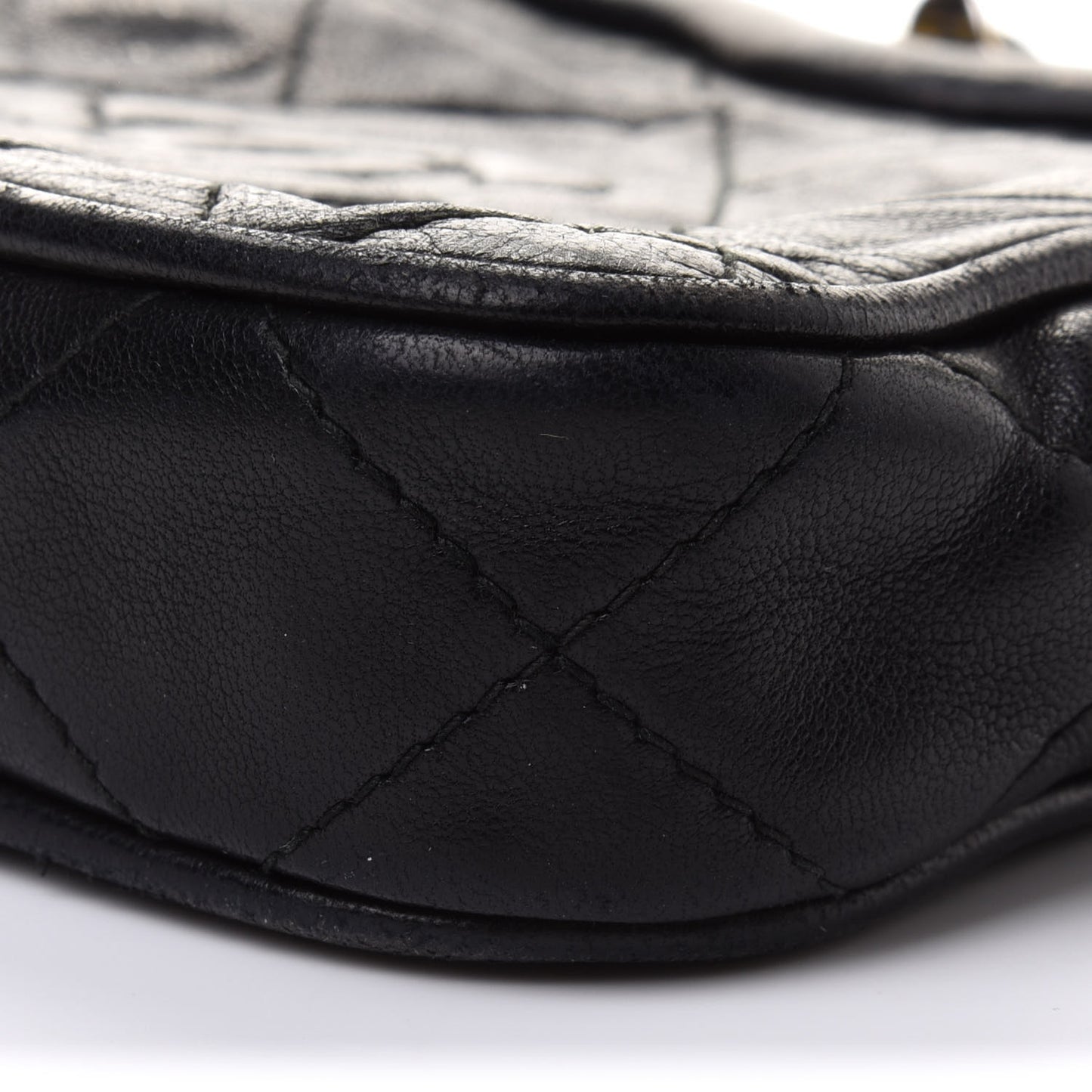 Lambskin Quilted Tassel Belt Bag Black