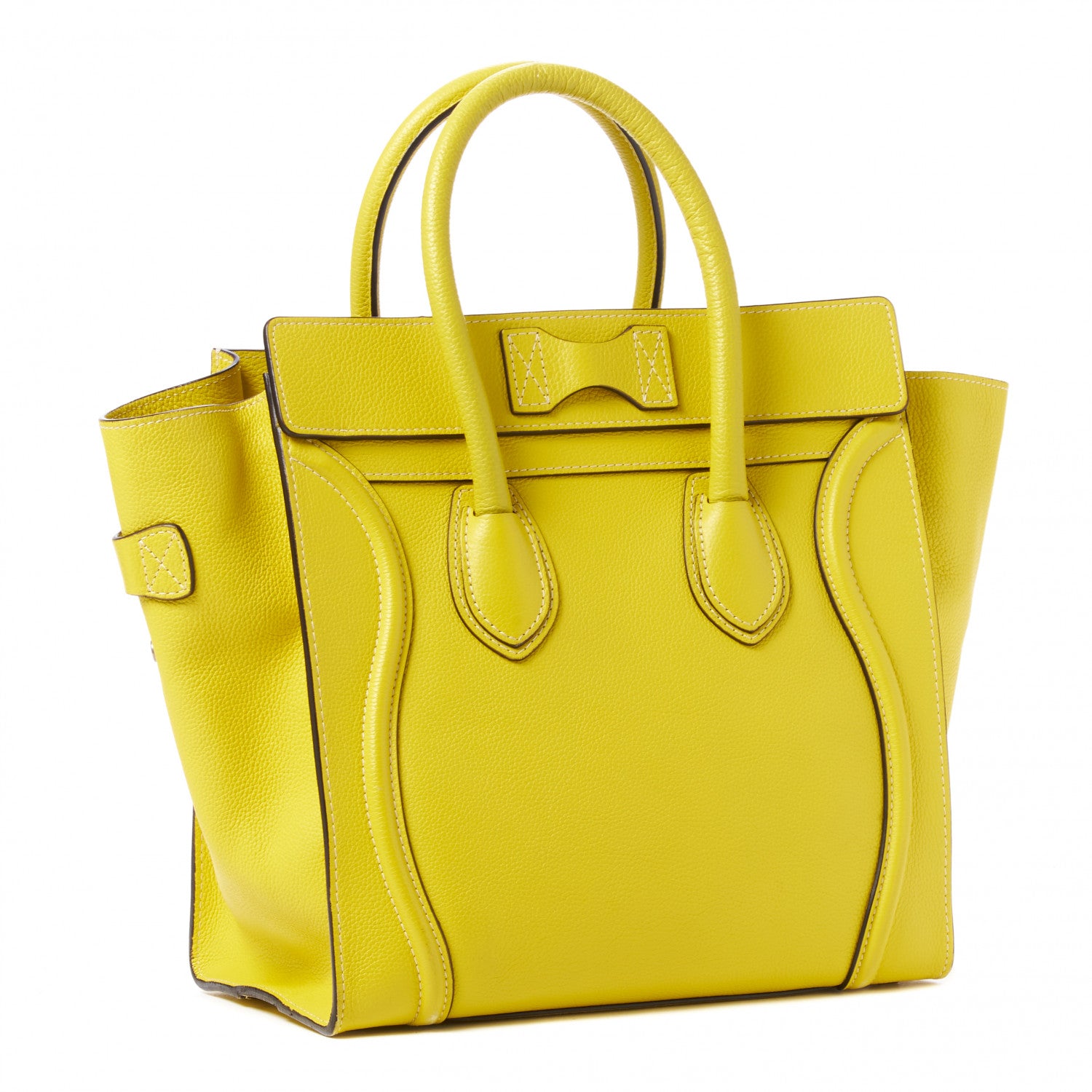 Celine Drummed Calfskin Mini Luggage Citron 3 of 9