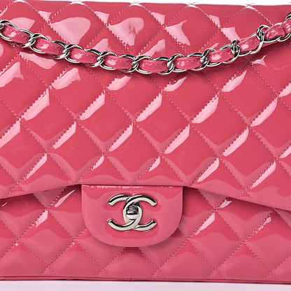 Chanel Patent Quilted Jumbo Double Flap Pink 8 of 11