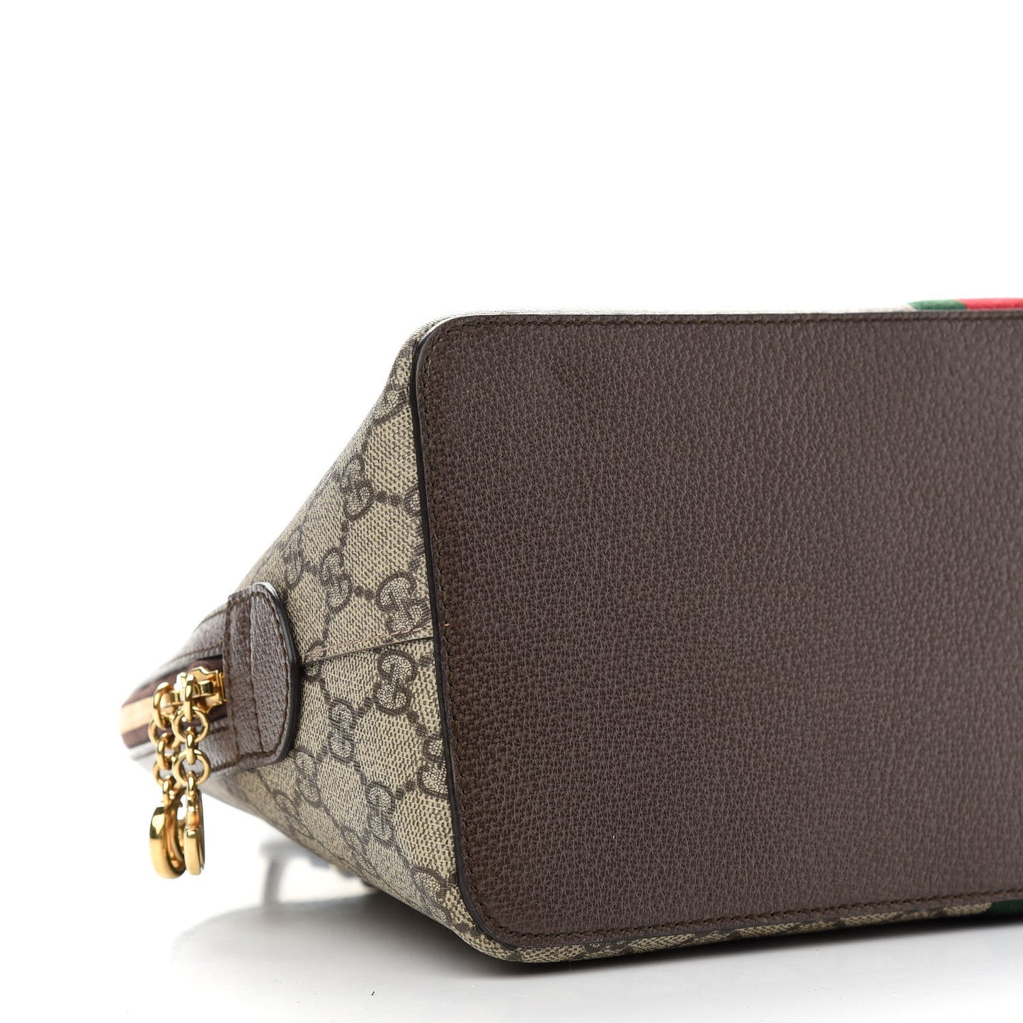 GG Supreme Monogram Web Medium Ophidia Top Handle Dome Bag Brown