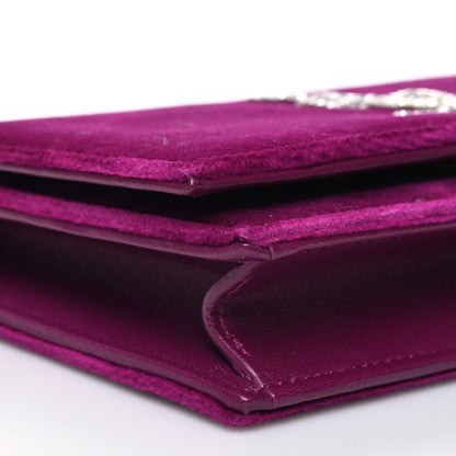 Saint Laurent Velvet Crystal Monogram Kate Tassel Shoulder Bag Fuchsia 9 of 11
