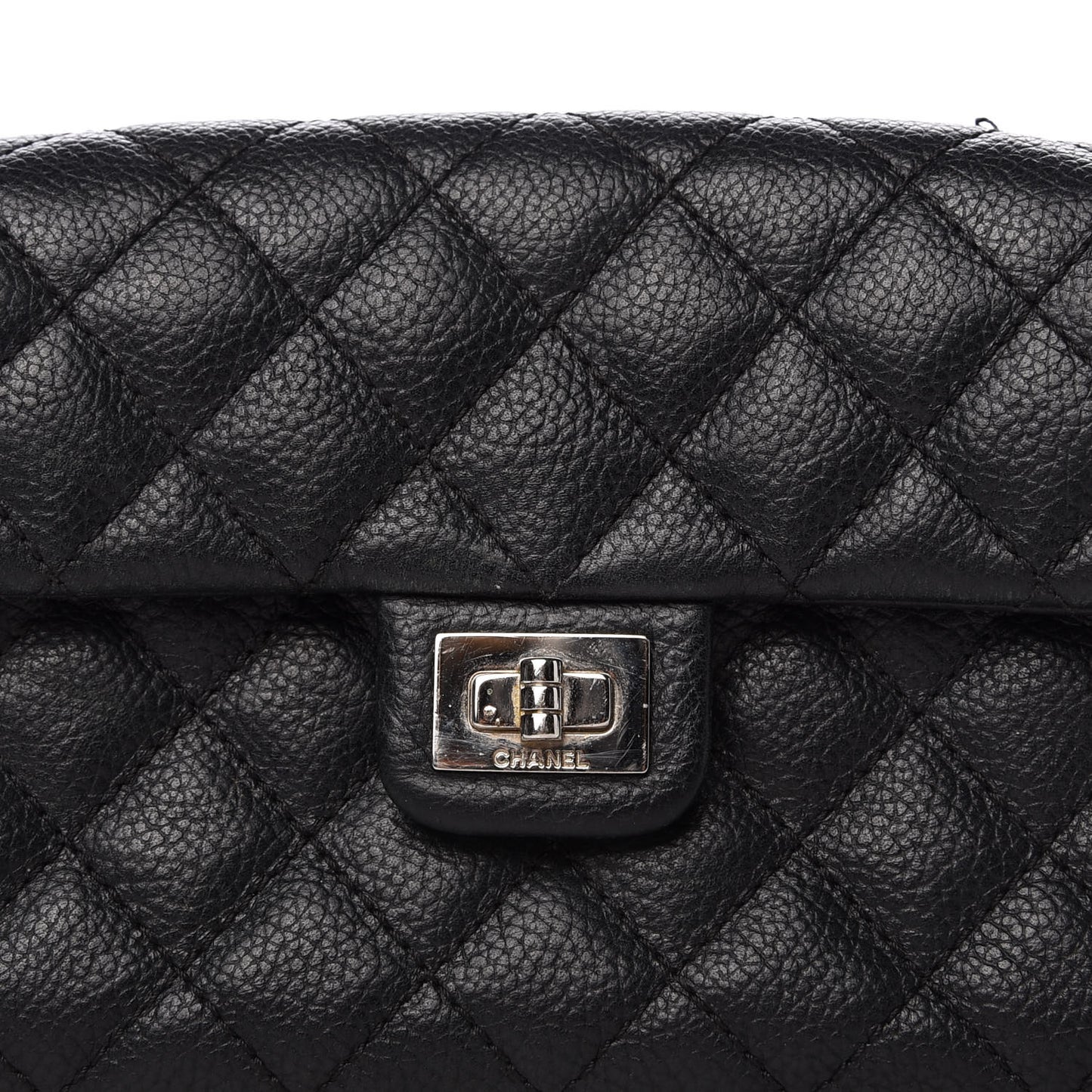 Grained Calfskin Quilted 2.55 Reissue Flap Belt Bag Clutch Black