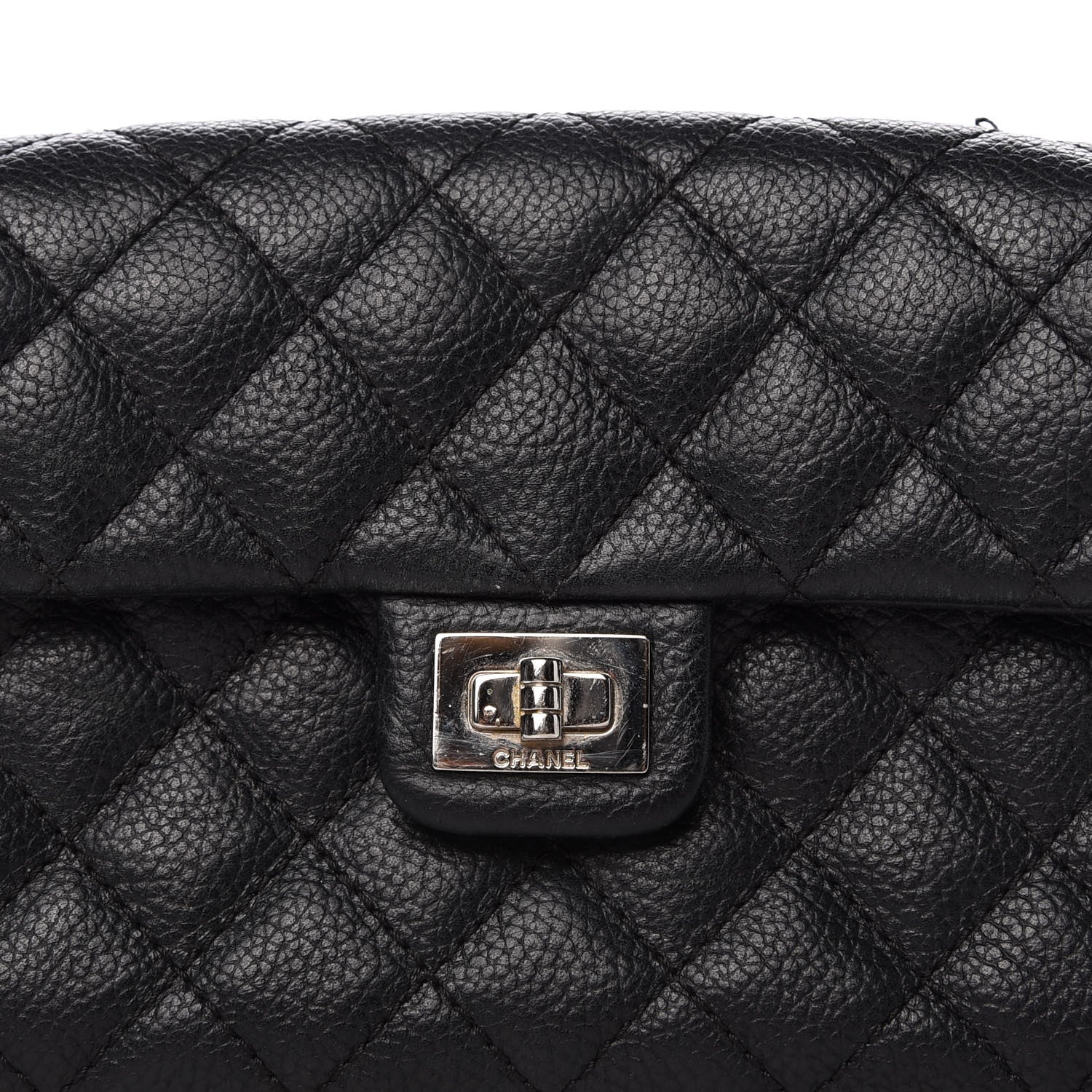 Chanel Grained Calfskin Quilted 2.55 Reissue Flap Belt Bag Clutch Black 12 of 12