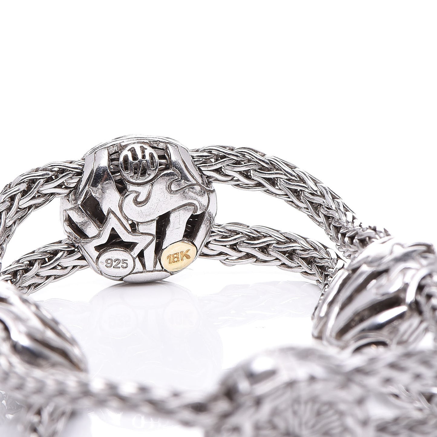 Sterling Silver 18K White Gold Diamond Four Round Station Bracelet