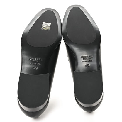 Chanel Lambskin Mens Stitched CC Loafers 42 Black 6 of 10