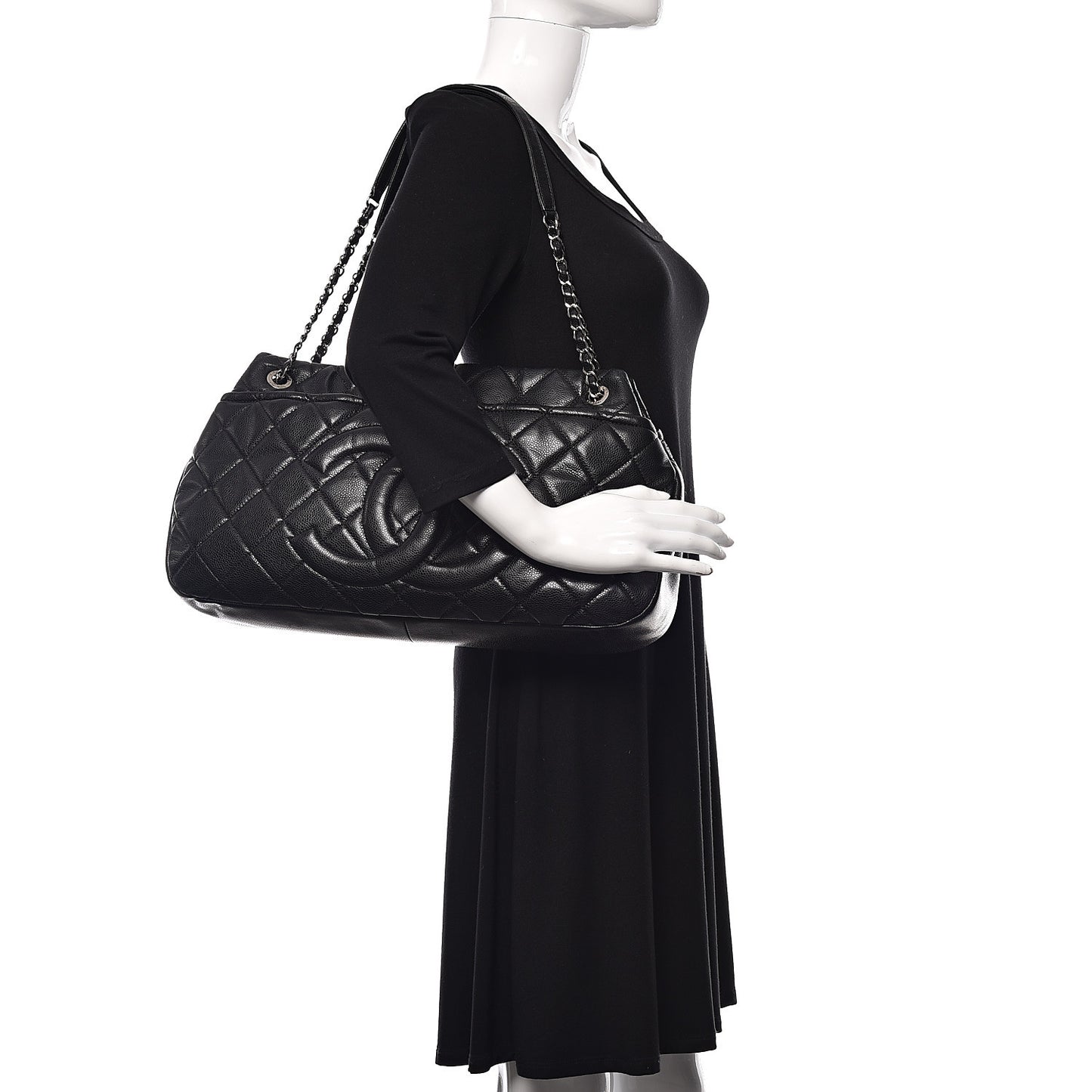 Caviar Quilted Timeless CC Soft Tote Black