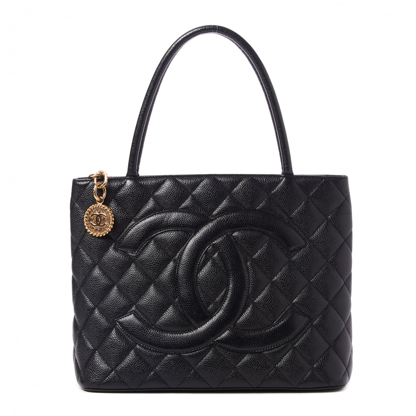 Caviar Quilted Medallion Tote Black
