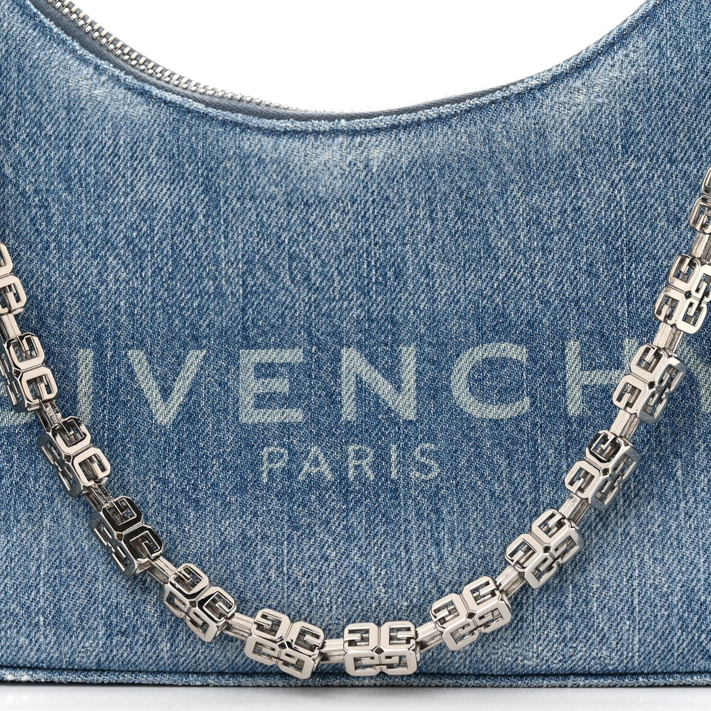 Denim Small Moon Cut Out Shoulder Bag Blue