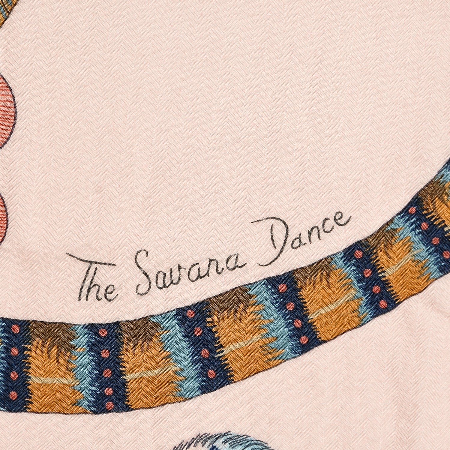 Hermes Cashmere Silk The Savana Dance Shawl 140 Rose Pale Bleu Marron 4 of 8