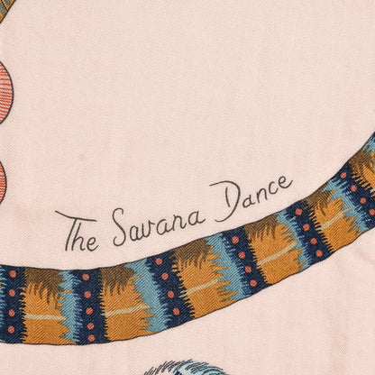 Hermes Cashmere Silk The Savana Dance Shawl 140 Rose Pale Bleu Marron 4 of 8