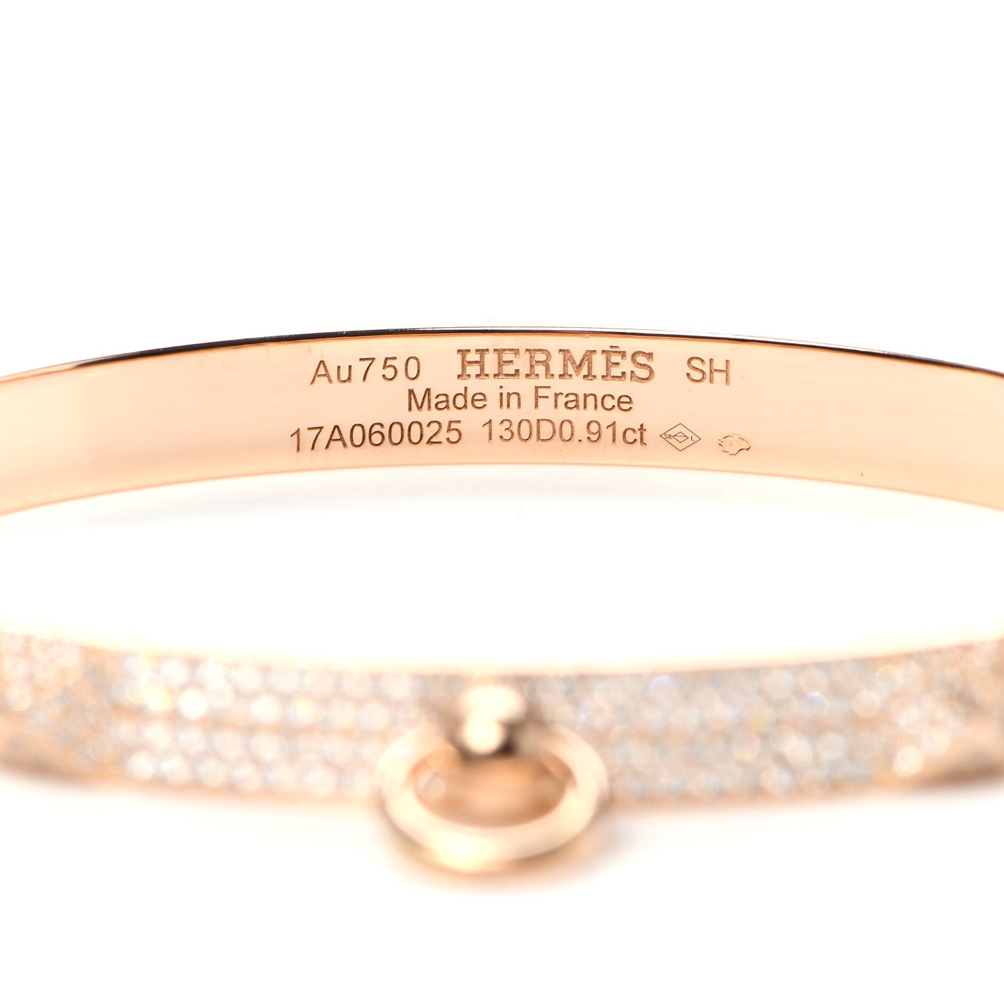 18K Rose Gold Diamond PM Collier De Chien Pave Bracelet SH