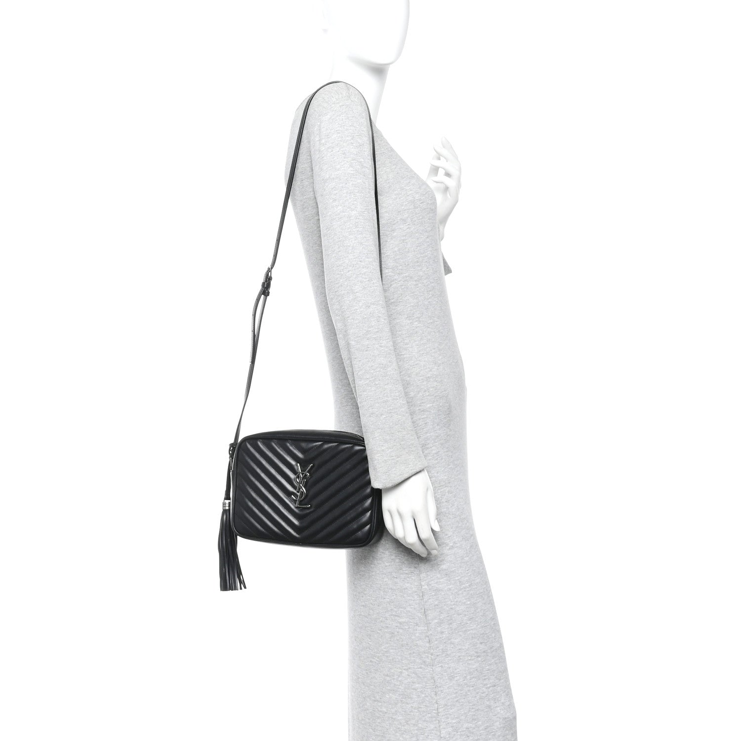 Saint Laurent Calfskin Matelasse Monogram Lou Camera Bag Black 2 of 9