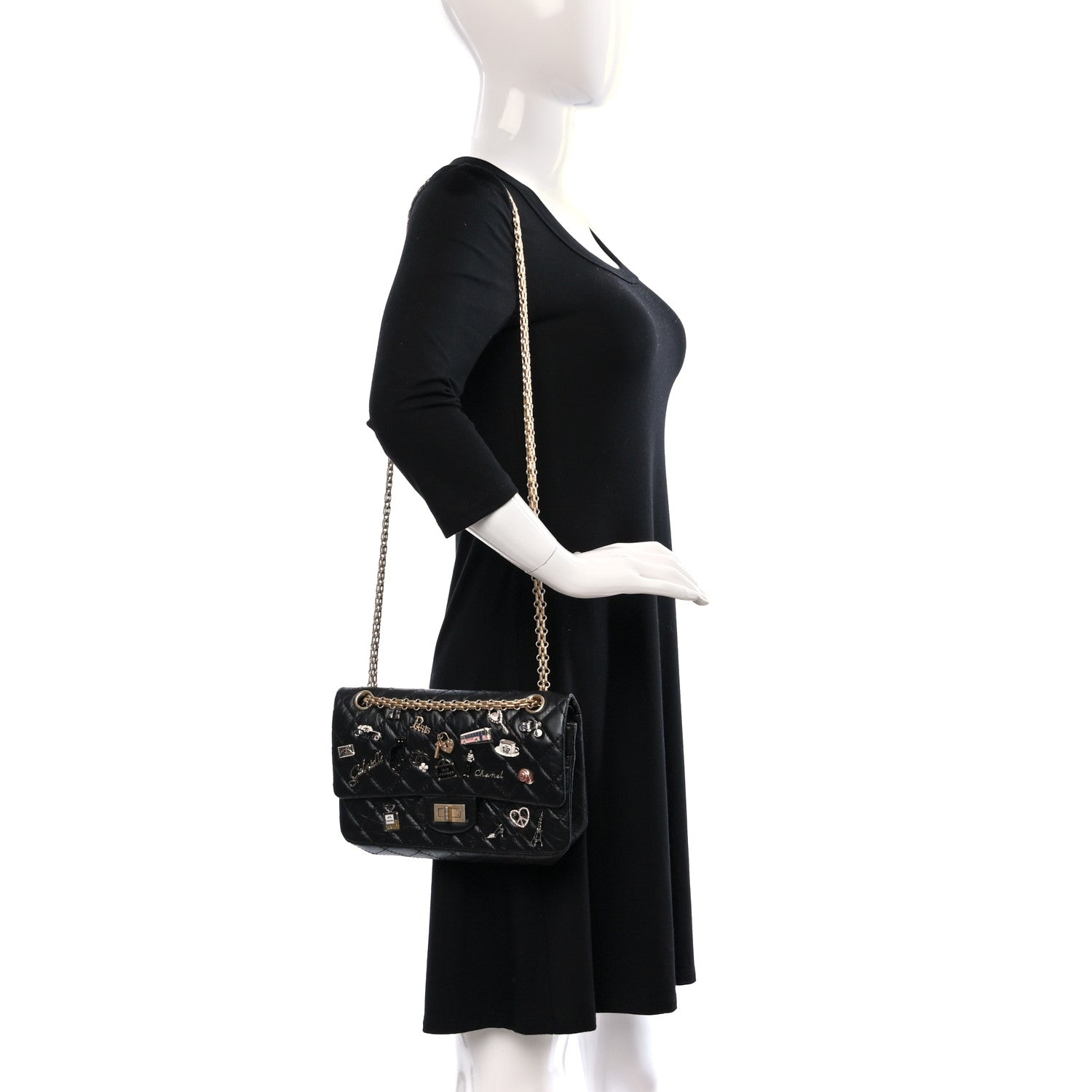 Chanel Aged Calfskin Lucky Charms 2.55 Reissue 225 Flap Black 2 of 10
