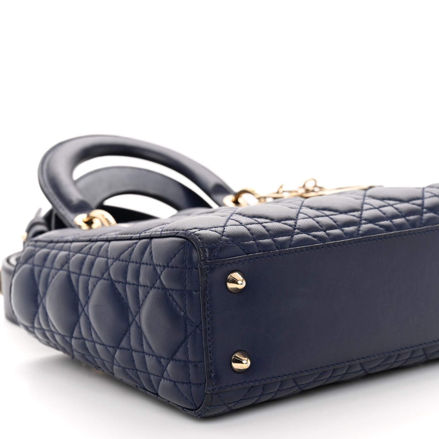 Christian Dior CHRISTIAN DIOR Lambskin Cannage Small Lucky Badges My Lady Dior Navy 8 of 9