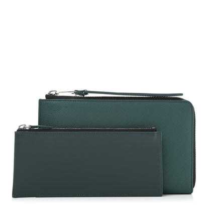 Burberry Grainy Calfskin Zip Pouch Clutch Dark Cyan 1 of 11