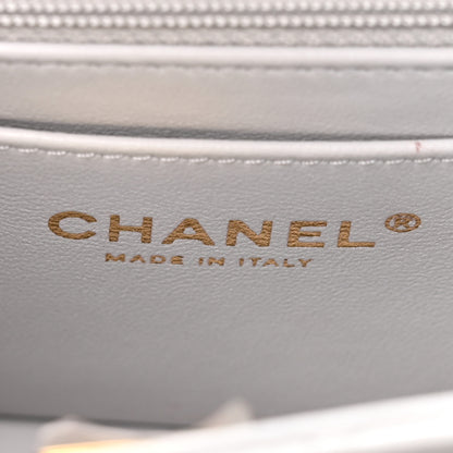 Chanel Lambskin Quilted Mini Top Handle Rectangular Flap Grey 6 of 11