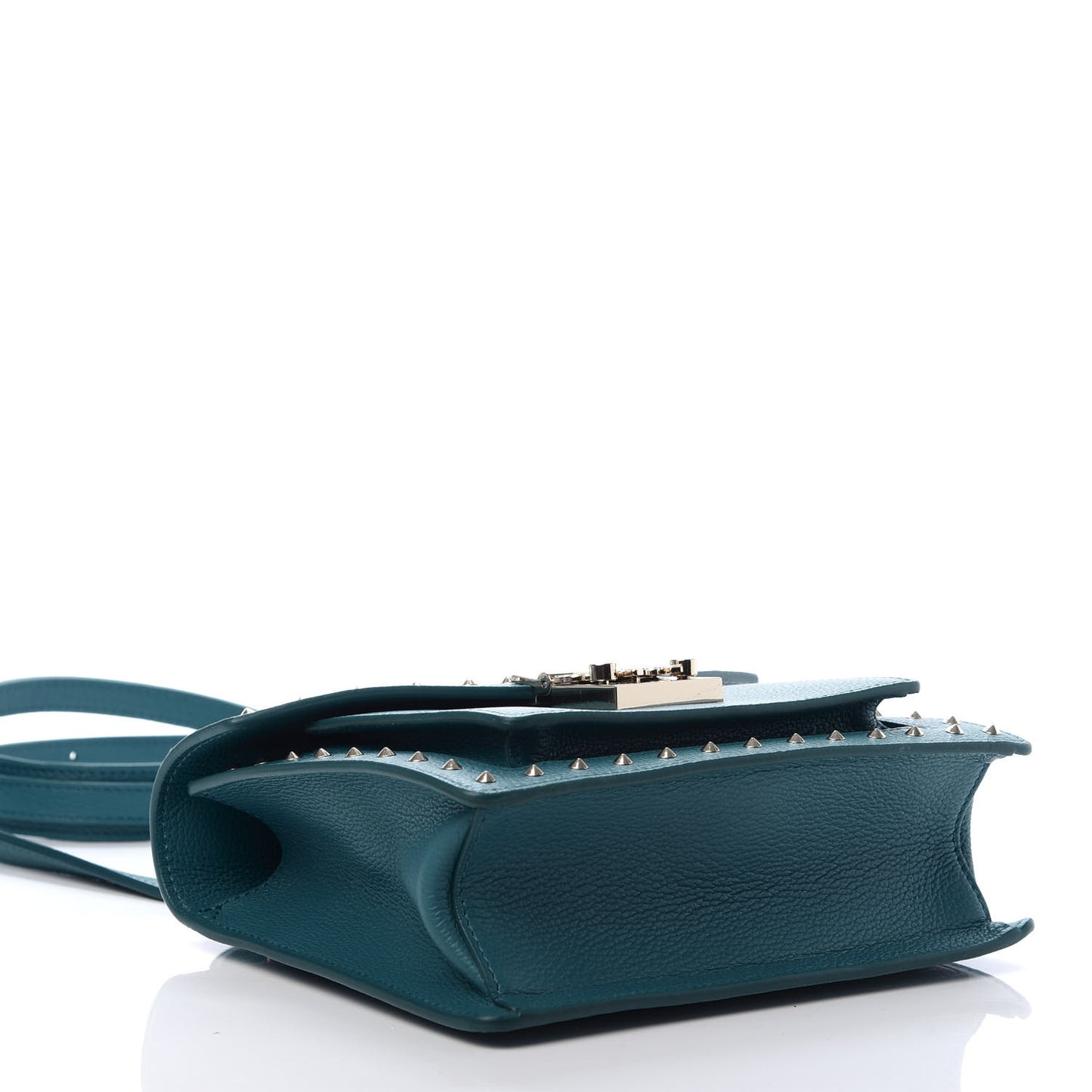 Calfskin Studded Small Patricia Crossbody Bag Deep Lagoon