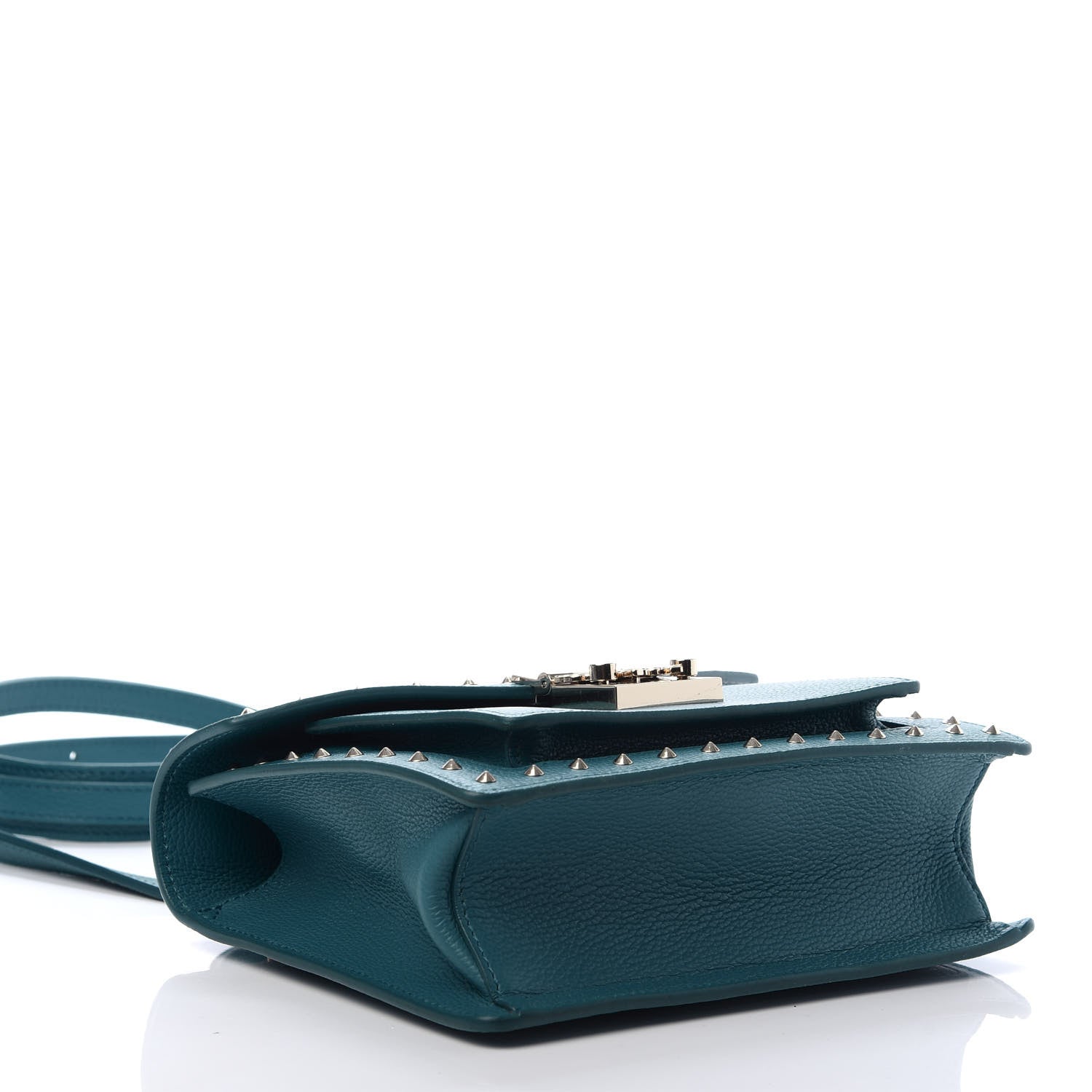 MCM Calfskin Studded Small Patricia Crossbody Bag Deep Lagoon 4 of 11
