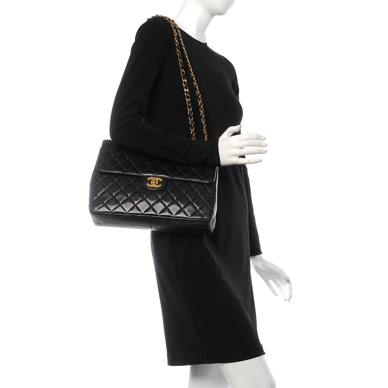 Chanel Lambskin Quilted Jumbo Single Flap Black 4 of 26