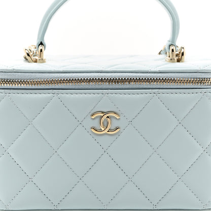 Chanel Lambskin Quilted Small Top Handle Vanity Case With Chain Light Blue 8 of 10