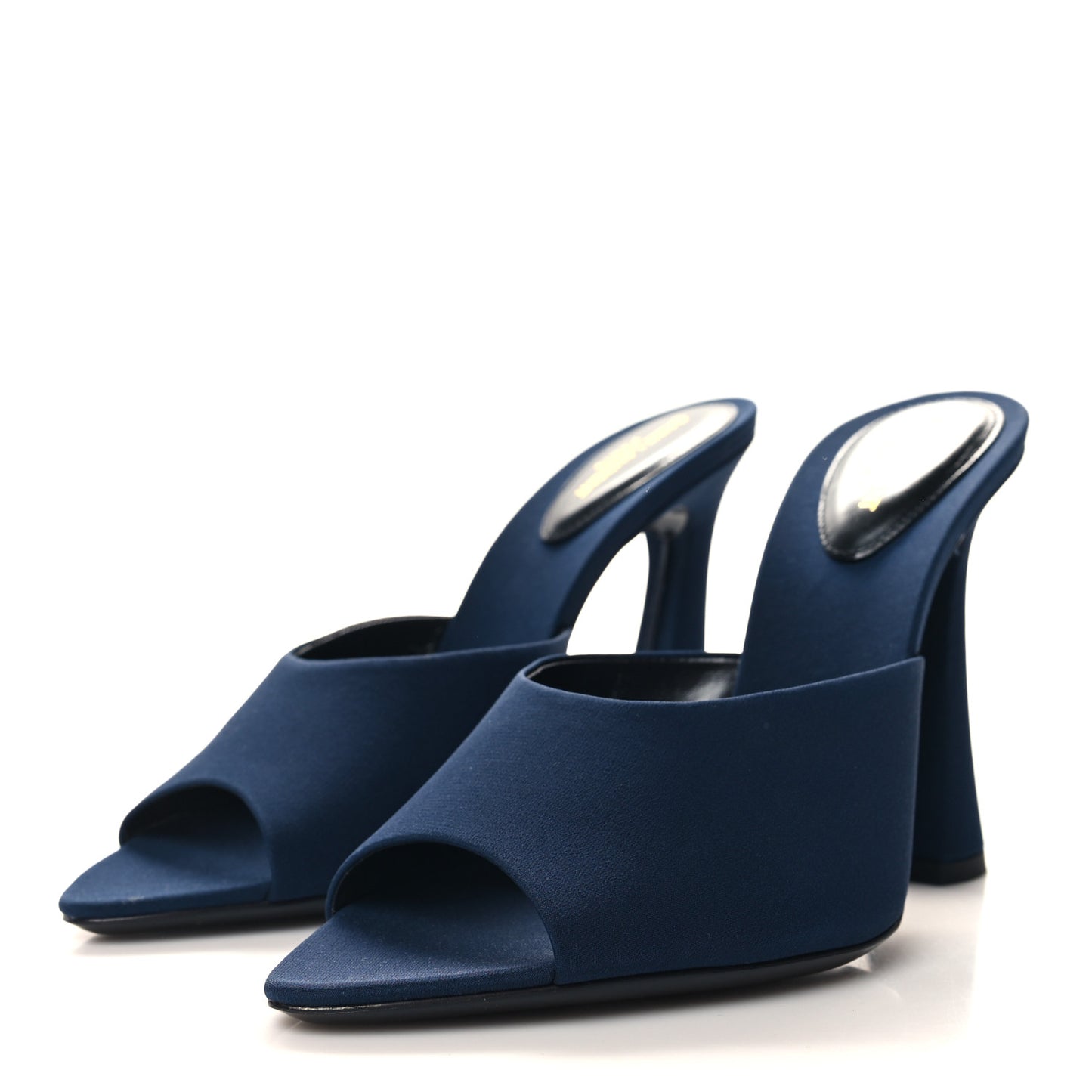 Crepe De Chine Suite Mule Sandals 40 Dark Blue