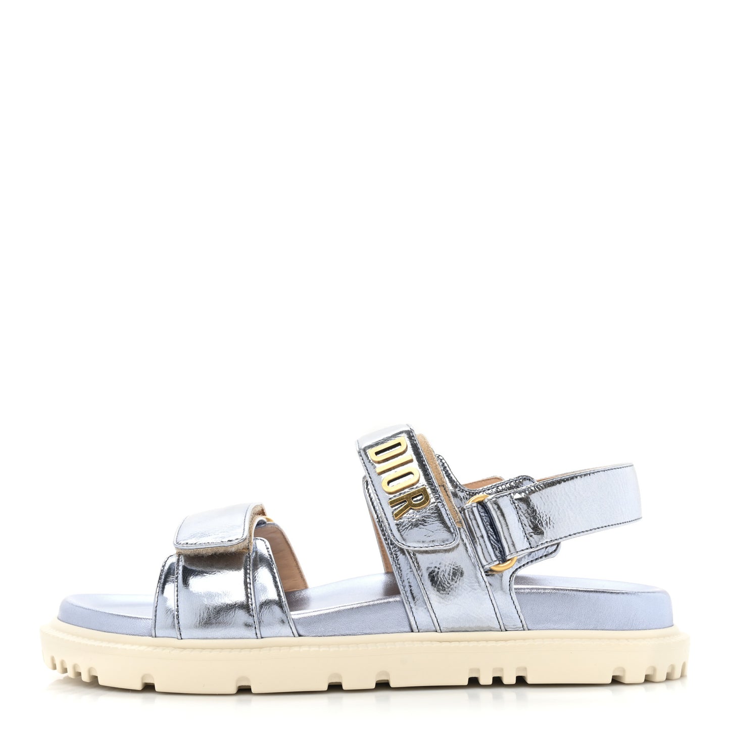 Laminated Crinkled Calfskin Dioract Sandals 39 Indigo Metal