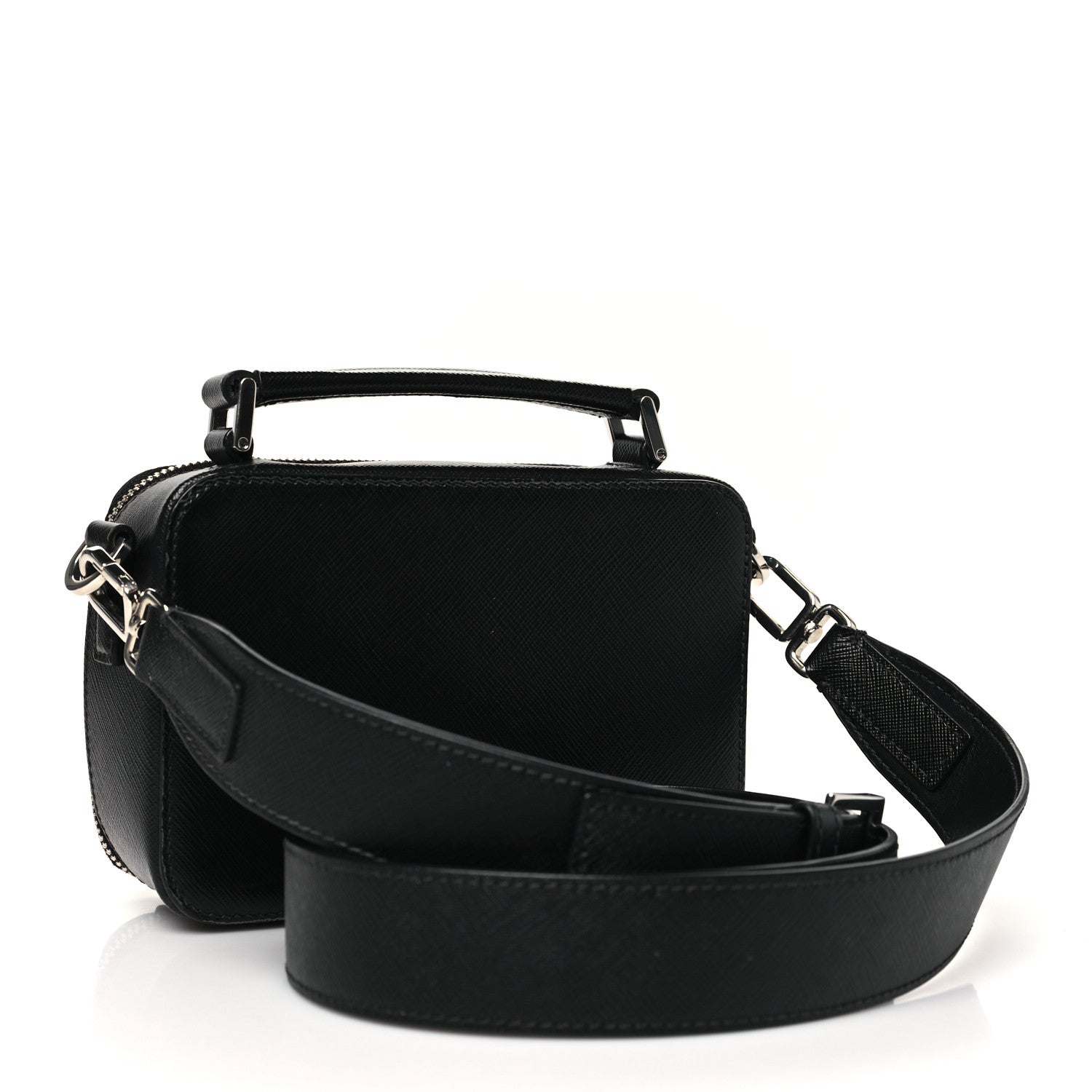 Prada Saffiano Travel Small Brique Top Handle Crossbody Bag Black 3 of 10