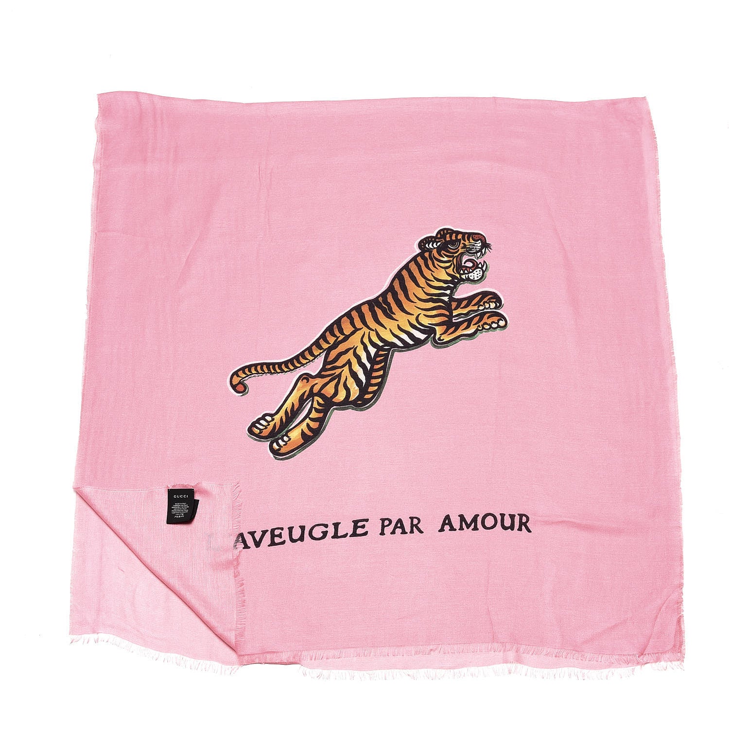 Gucci Modal Cashmere Silk Tiger Scarf Pink 3 of 5