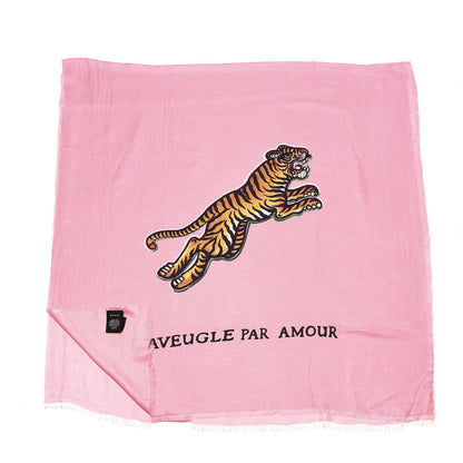 Gucci Modal Cashmere Silk Tiger Scarf Pink 3 of 5
