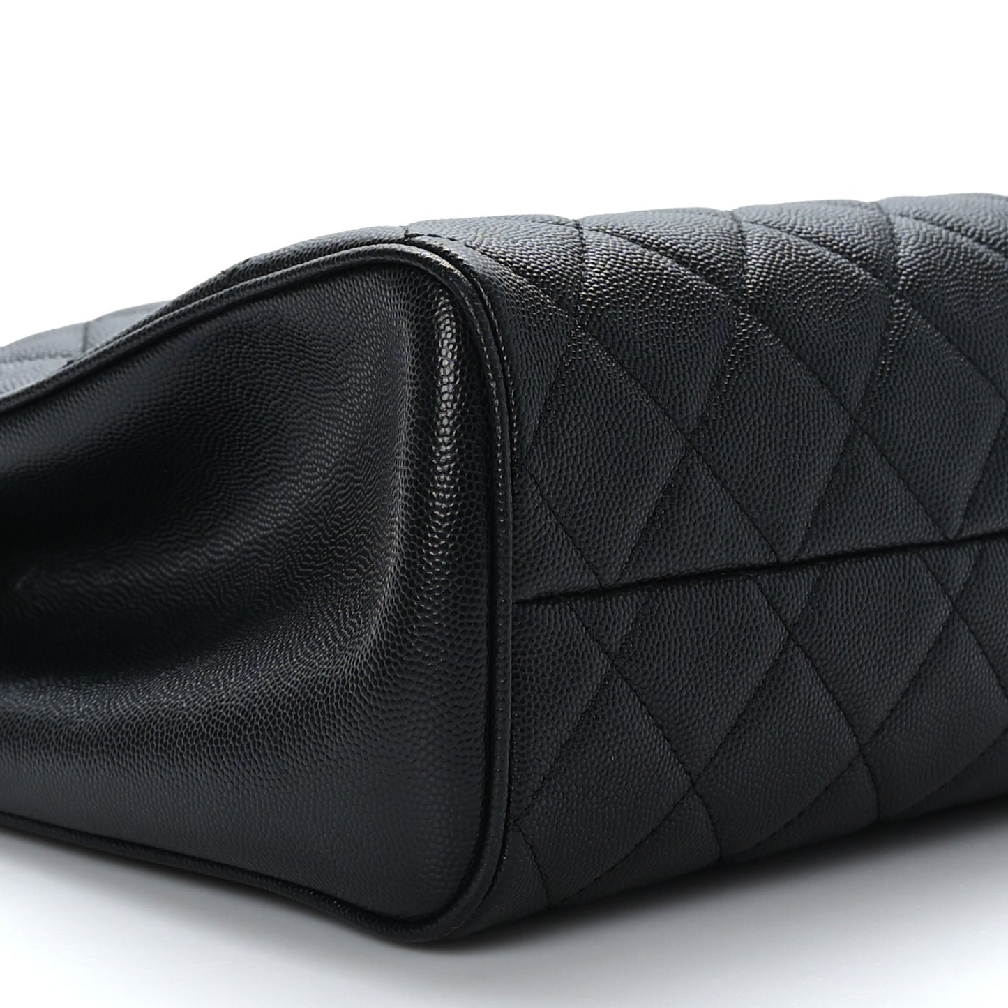 Caviar Quilted In Out Flap Shopping Tote Black