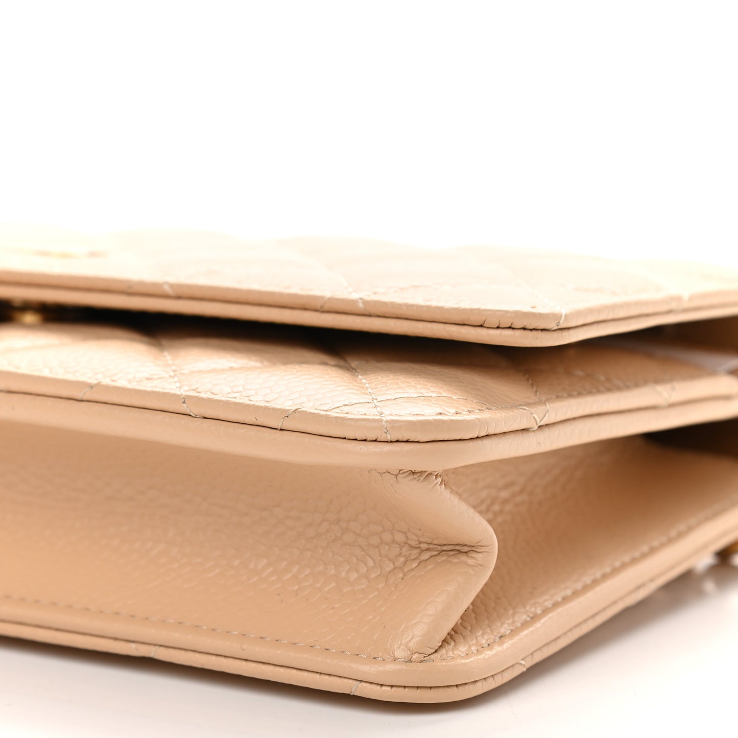 Caviar Quilted Wallet On Chain WOC Beige