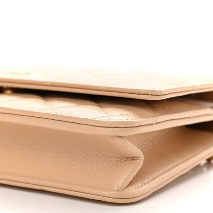 Chanel Caviar Quilted Wallet On Chain WOC Beige 10 of 10