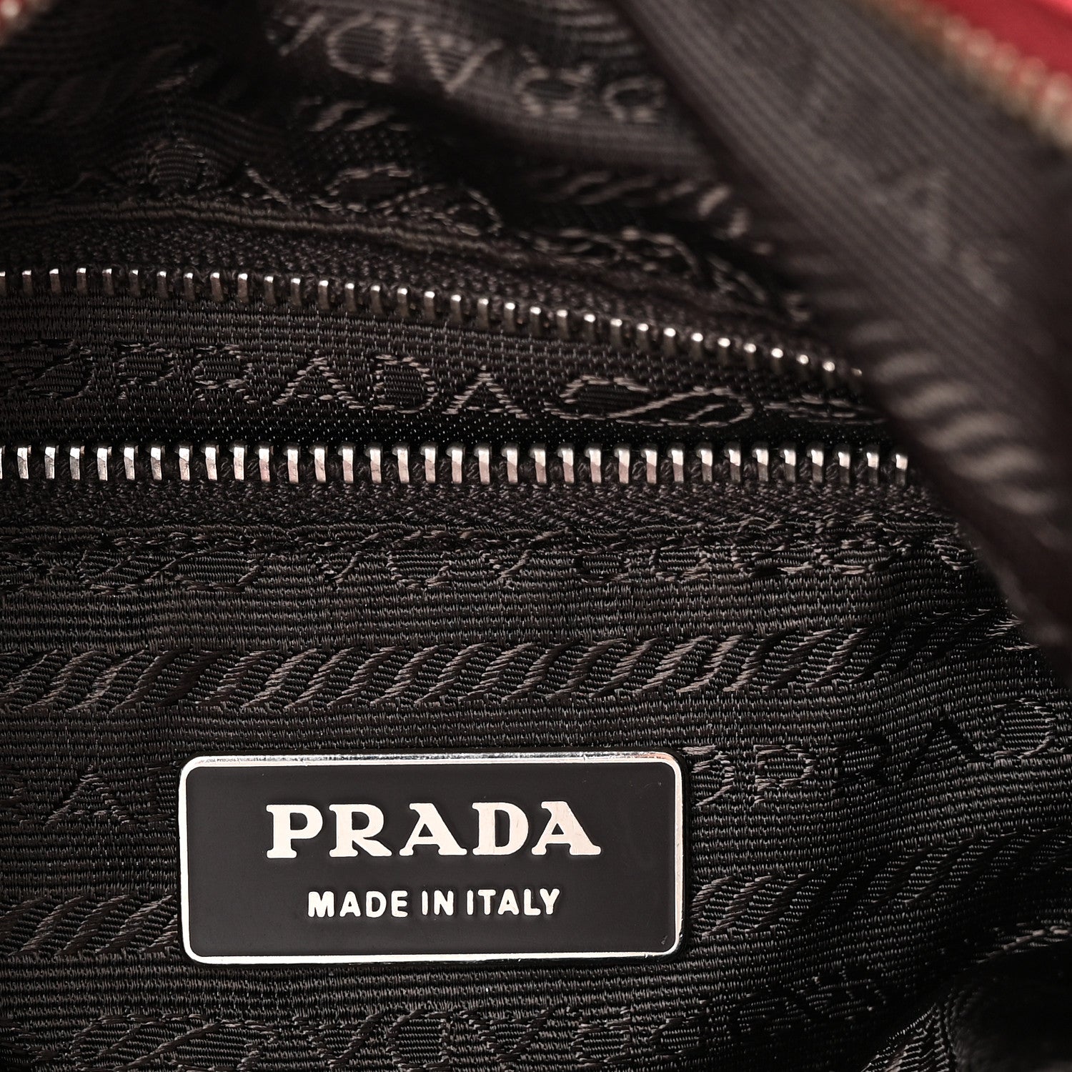 Prada Tessuto Nylon Calfskin Hobo Fuoco 6 of 9