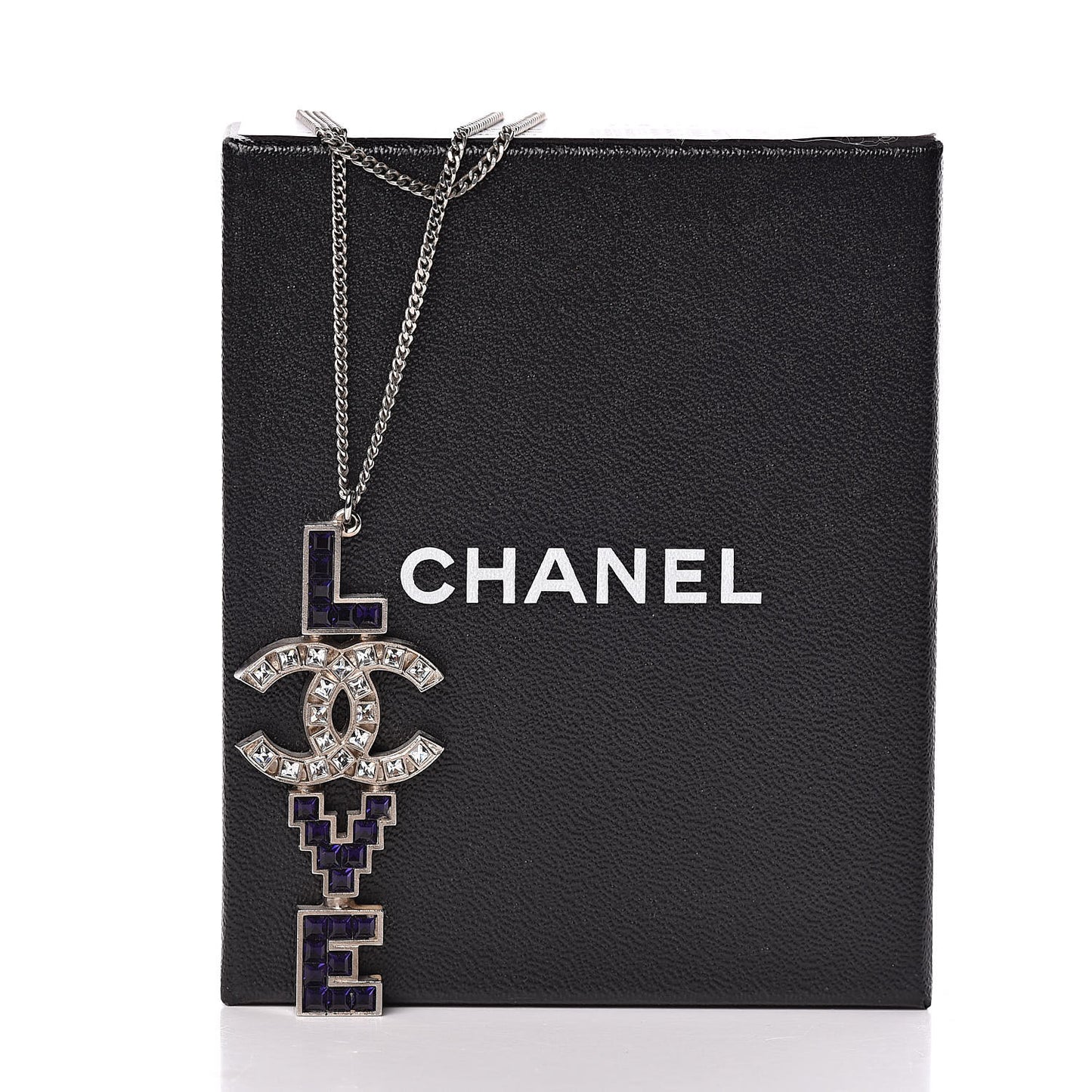 Crystal Love CC Pendant Necklace Purple Silver